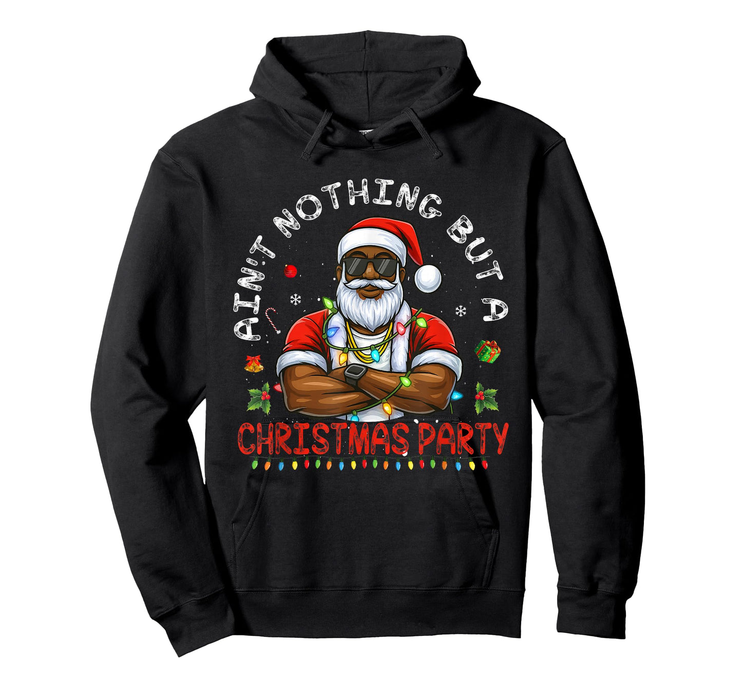 African American Santa Claus Christmas Pajama MenWomen T-Shirt