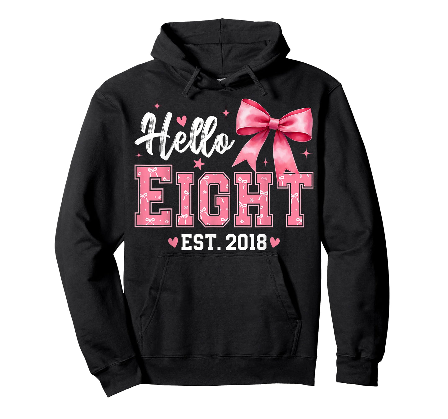 Hello Eight Est 2018 Coquette Bow 8th Birthday Girl T-Shirt
