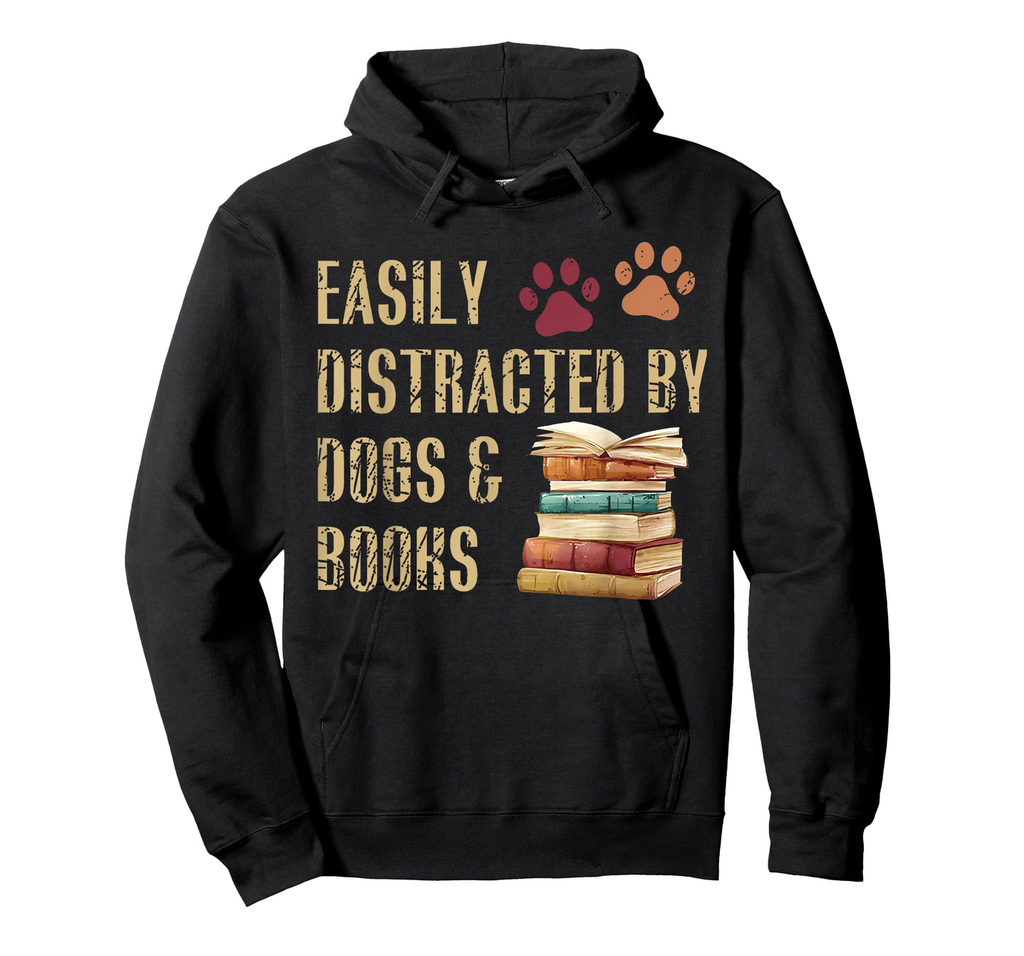 Easily Distracted by Dogs and Books Funny Pets Books Lovers T-Shirt
