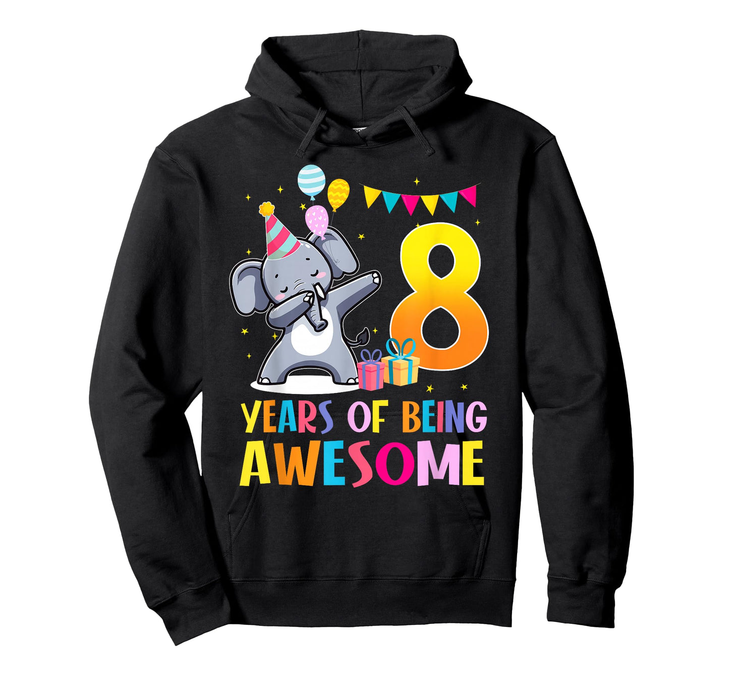 8 Years of Being Awesome Dabbing Elephant Birthday 8th T-Shirt