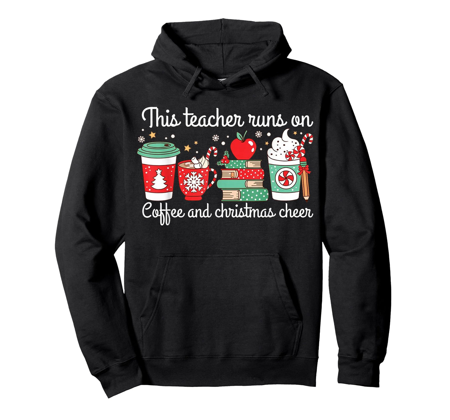 Funny This Teacher Runs On Coffee and Christmas Cheer T-Shirt
