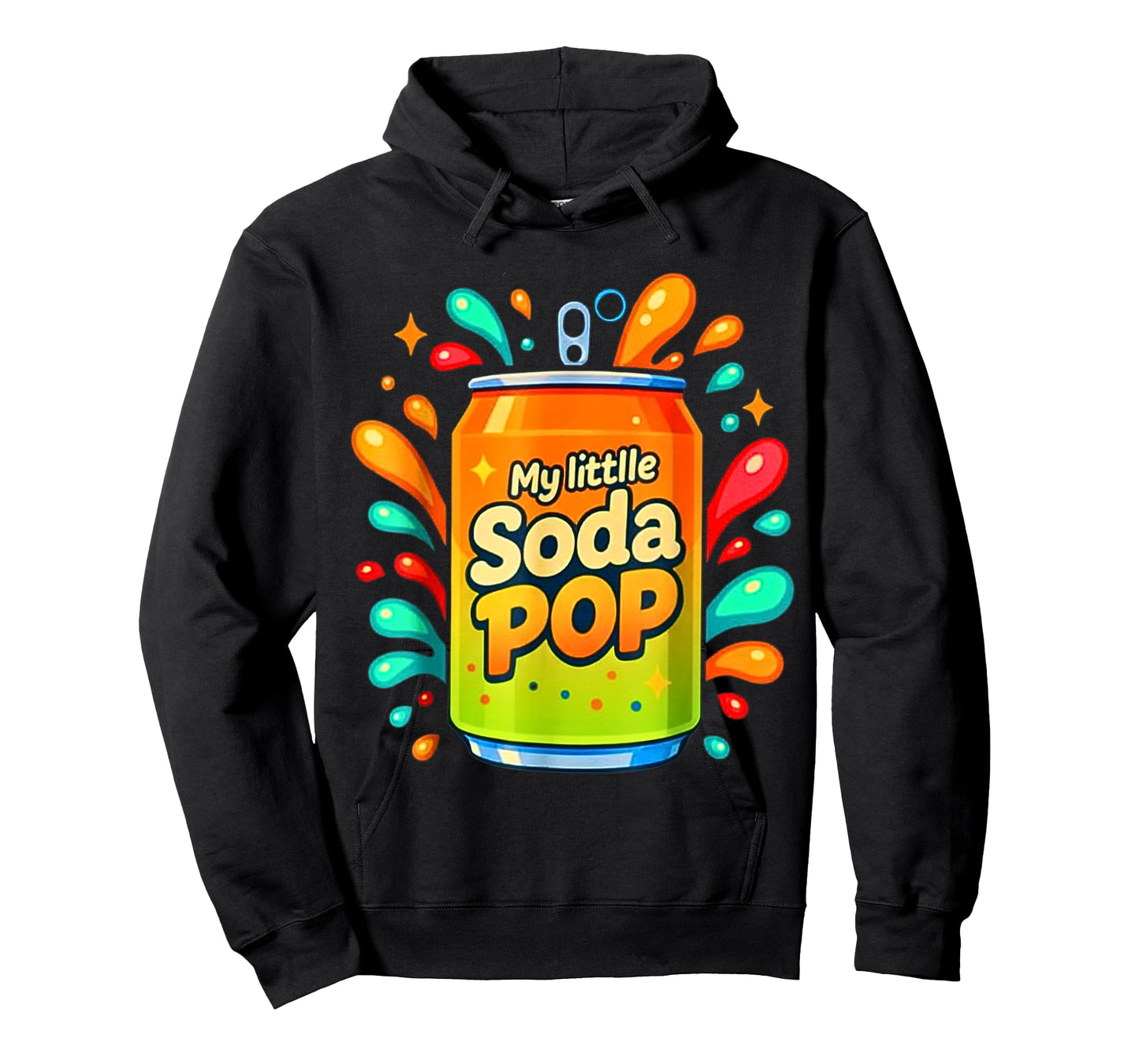 Soda Pop Cartoon Splash Cute Retro Beverage Orange-Green T-Shirt