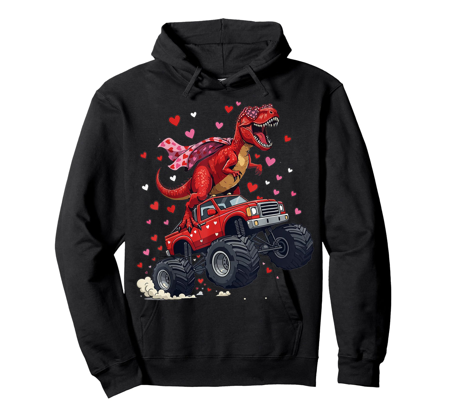 Valentines Day T Rex Riding Monster Truck Dino Heart T-Shirt