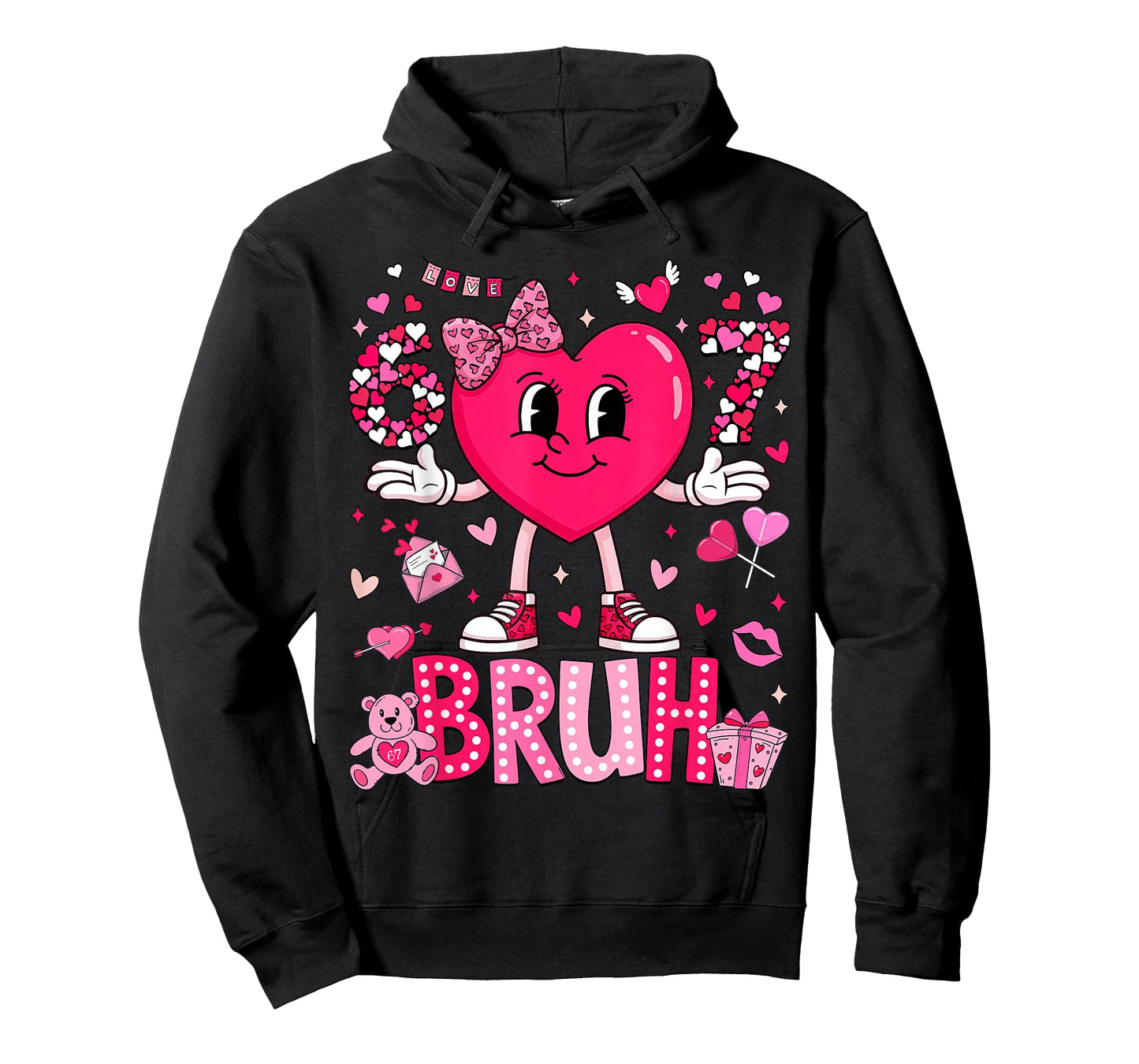 Funny Meme 67 Six Seven Bruh Valentine Heart Women Girl Kids T-Shirt