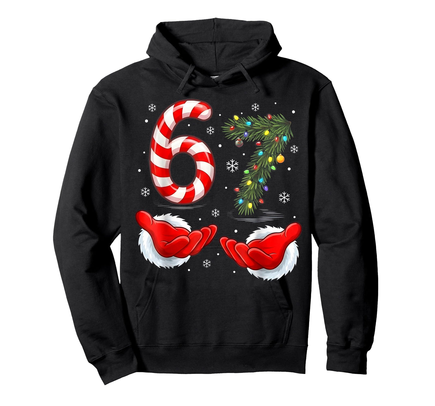 Funny 67 Christmas Shirt 6 7 Santa Hands six Seven Meme Ugly T-Shirt