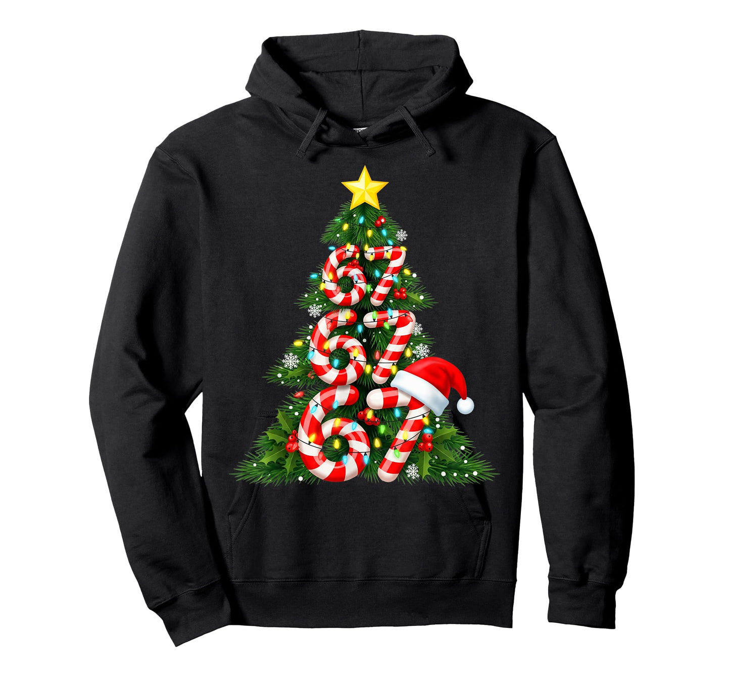 67 Christmas Tree Candy Cane Holiday Six Seven Meme Brainrot T-Shirt