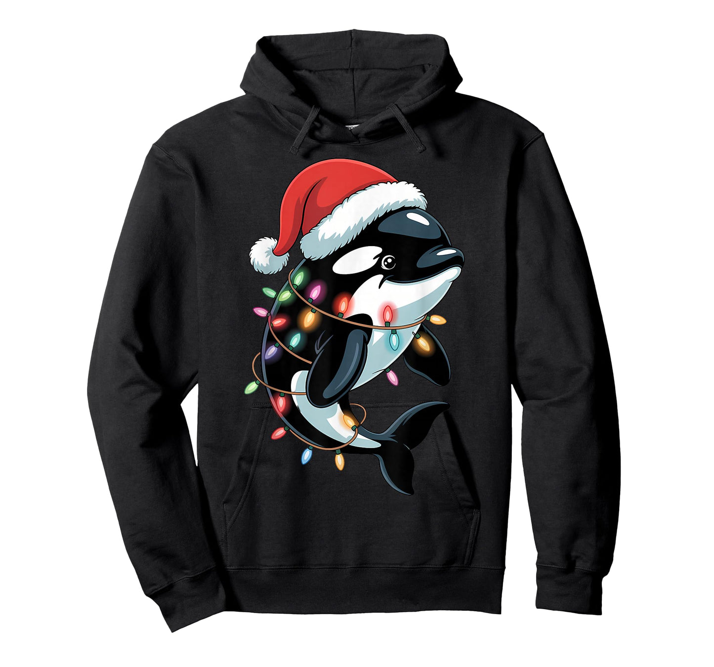 Santa Orca Killer Whale Christmas Tree Lights Boys Girls T-Shirt