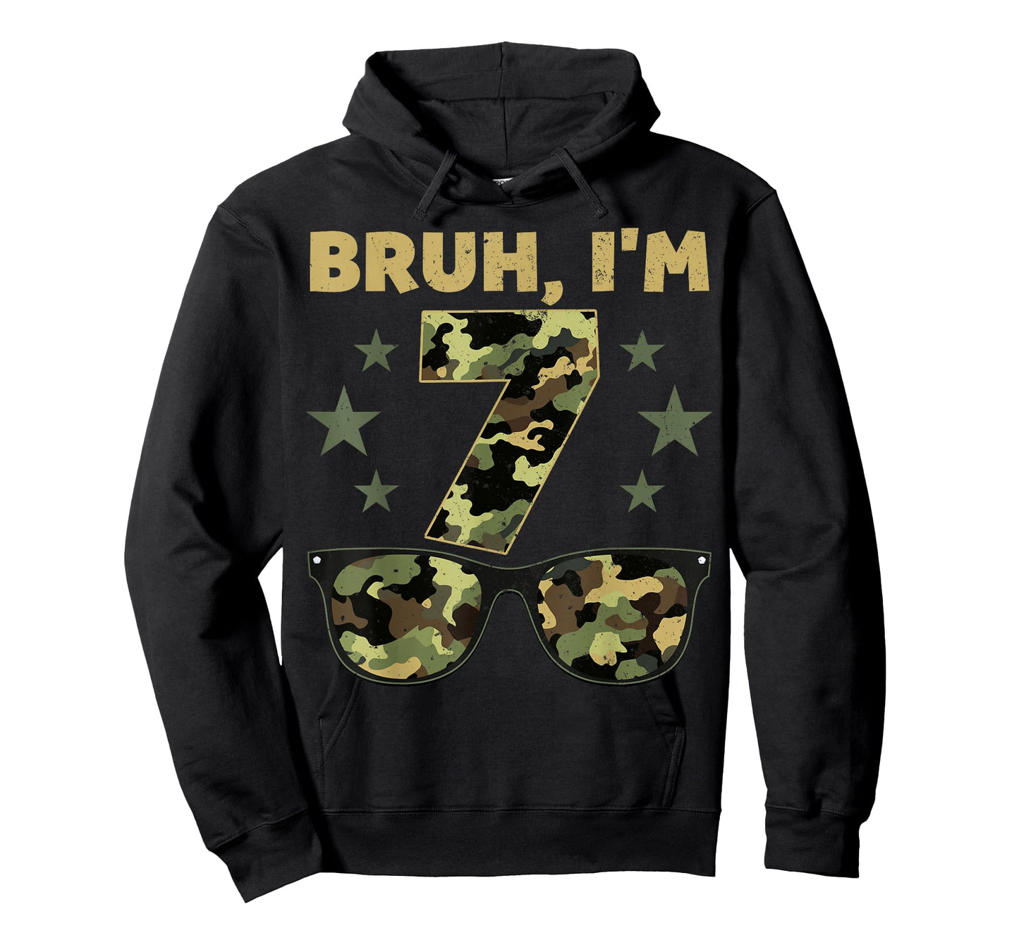 Bruh I'm 7 Years Old 7th Birthday Retro Camo Sunglasses T-Shirt