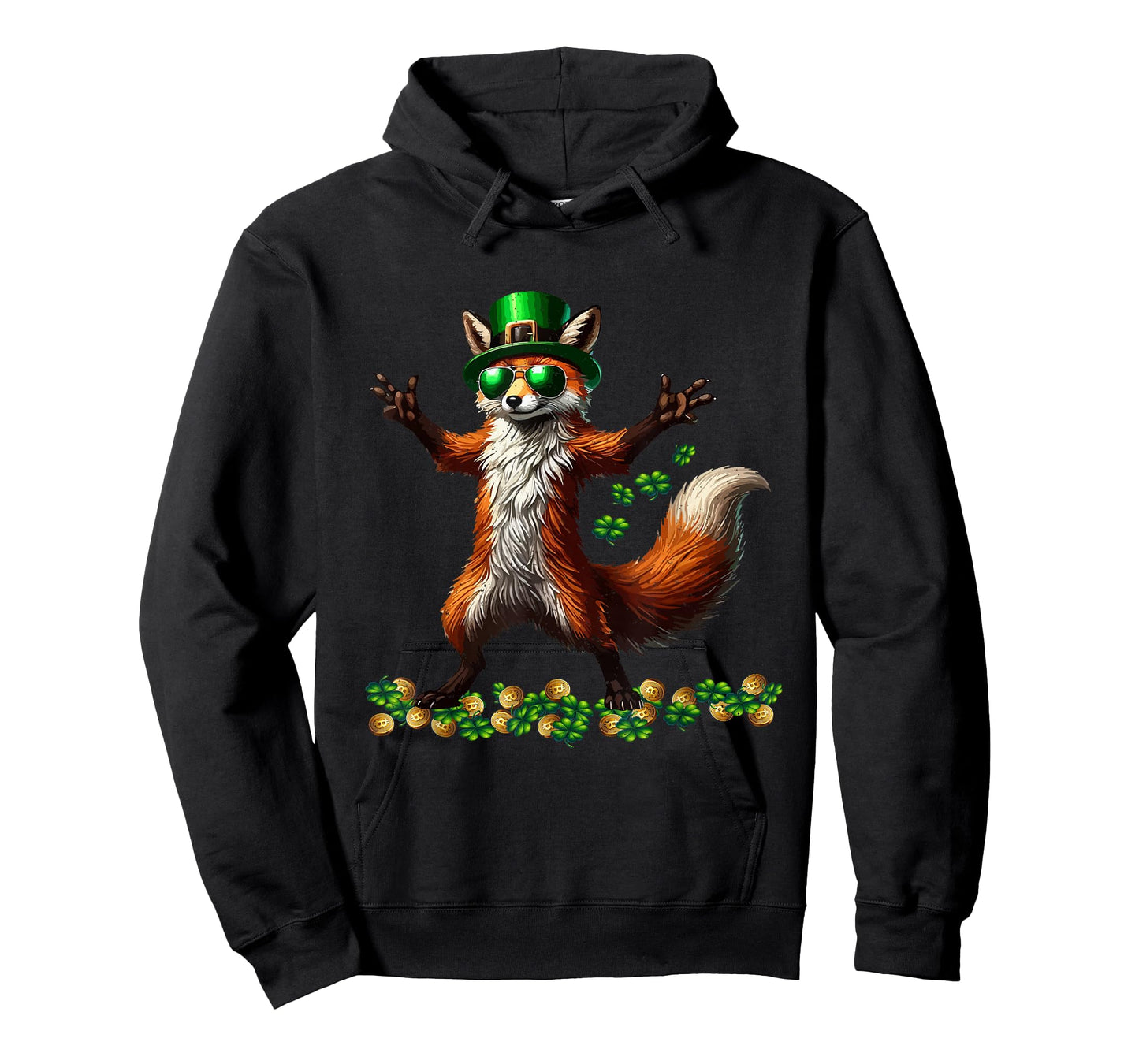 St Patricks Day Funny Fox with Sunglasses Graphic T-Shirt