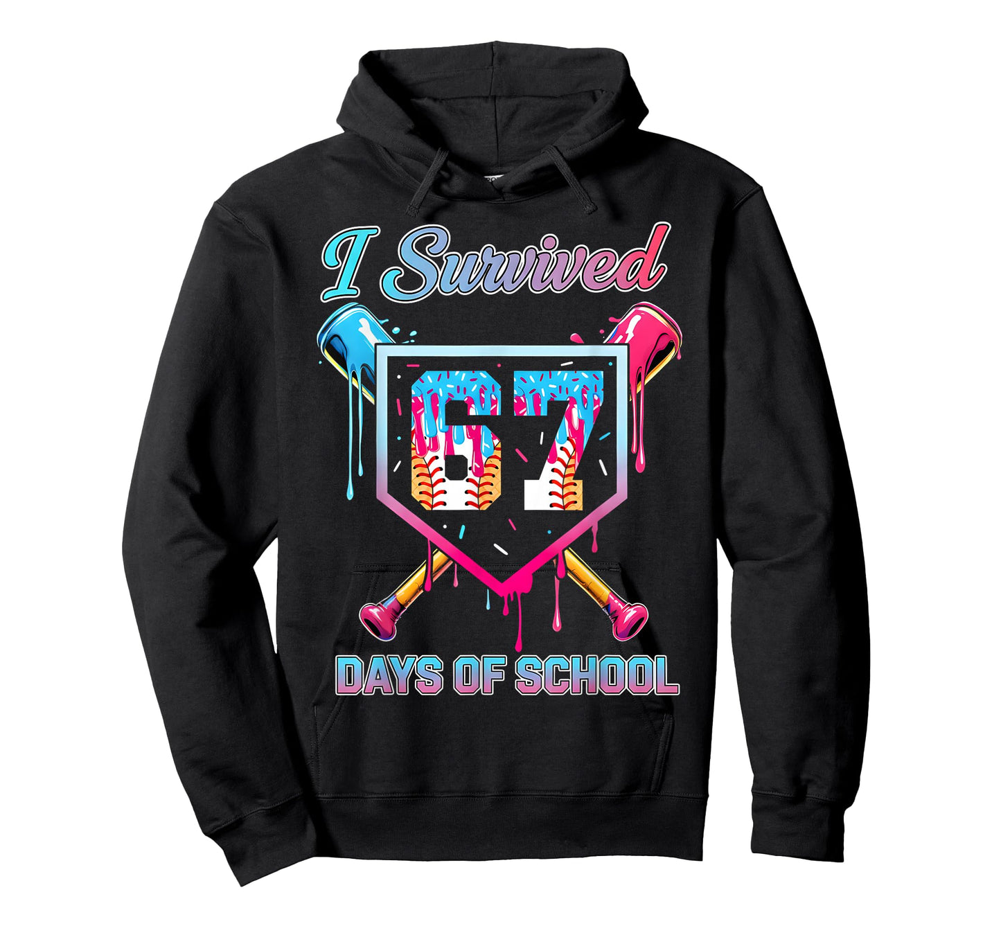 67 Baseball Ice Cream Drip Six Seven Meme Teachers Students T-Shirt