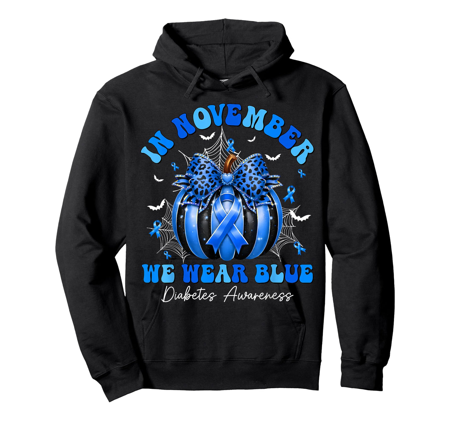 in November We Wear Blue Diabetes Awareness Pumpkin T-Shirt