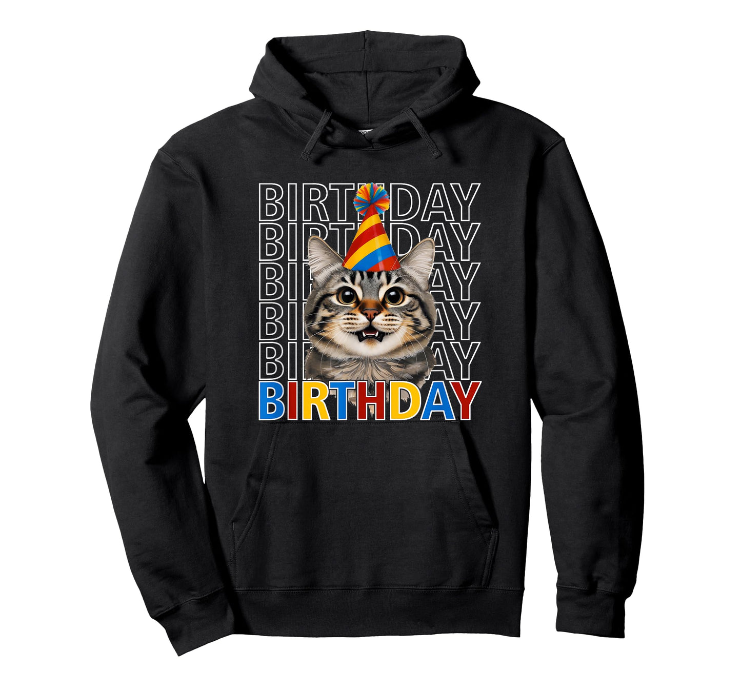 Cute Birthday Cat - Kitty Wearing a Party Hat T-Shirt