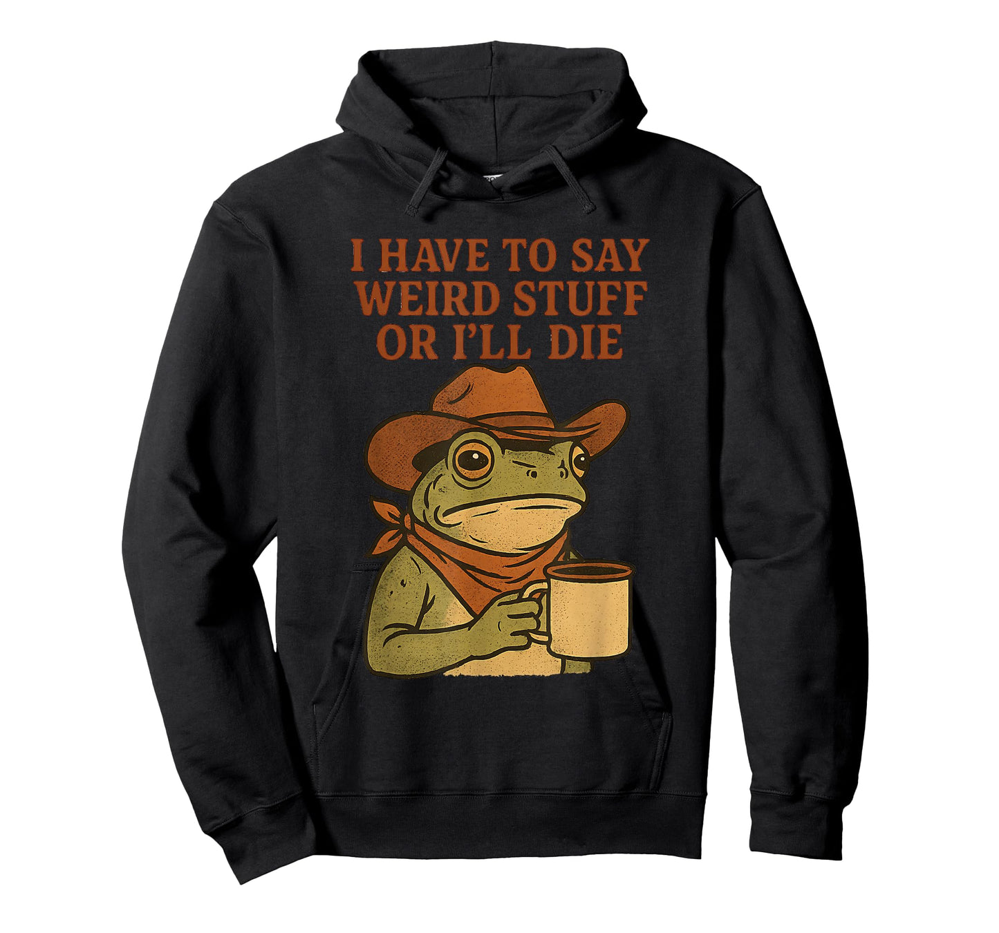 Weird Stuff Cowboy Frog Coffee Funny Western Retro Meme T-Shirt
