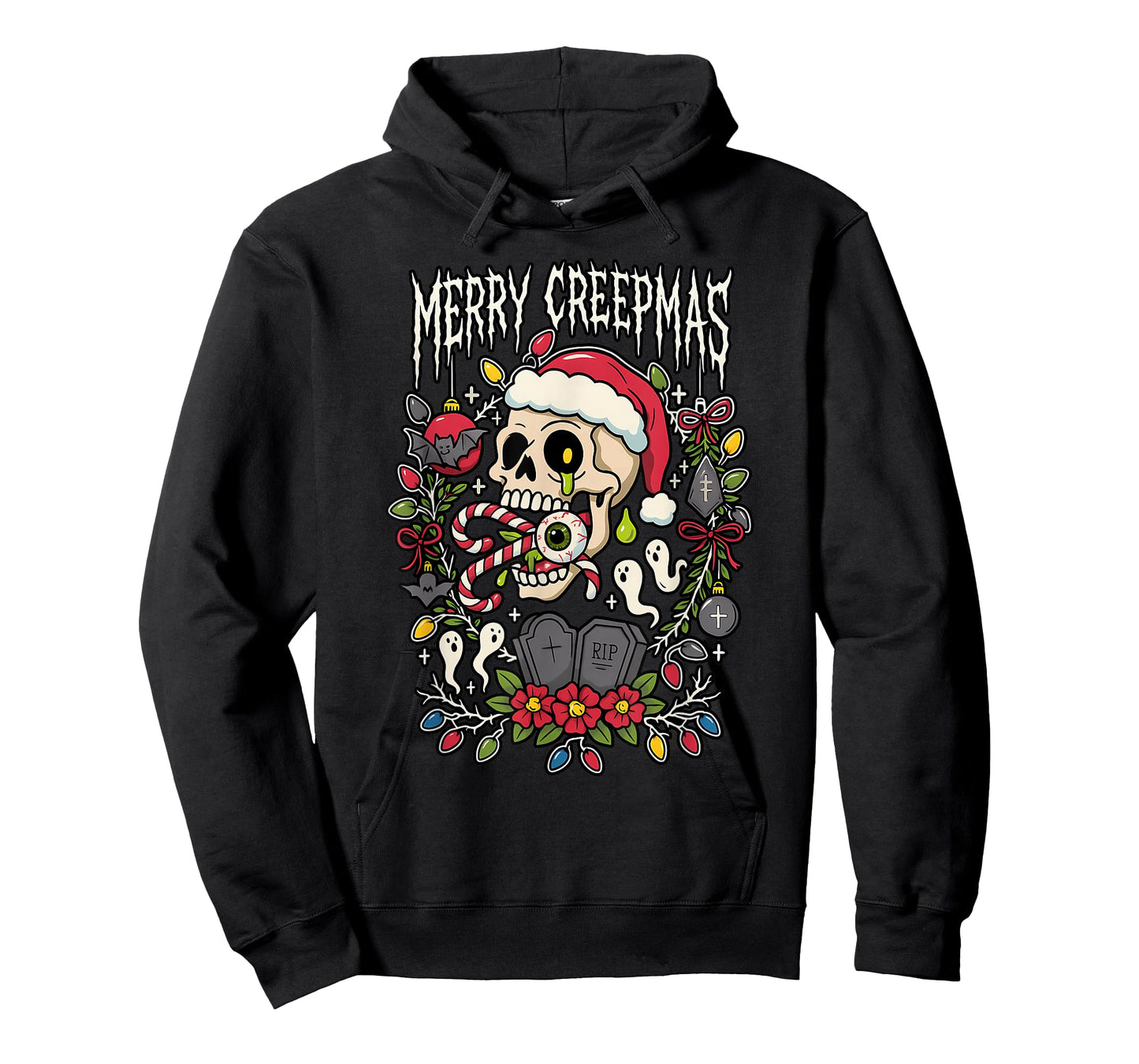 Merry Creepmas Skeleton, Xmas Spooky Santa Clause Skeleton T-Shirt
