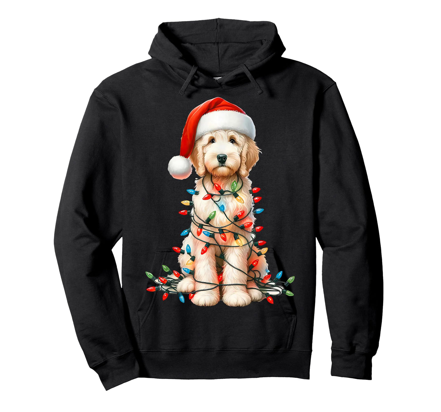 Christmas Golden Dog Santa Hat Xmas Lights Holiday Pet T-Shirt