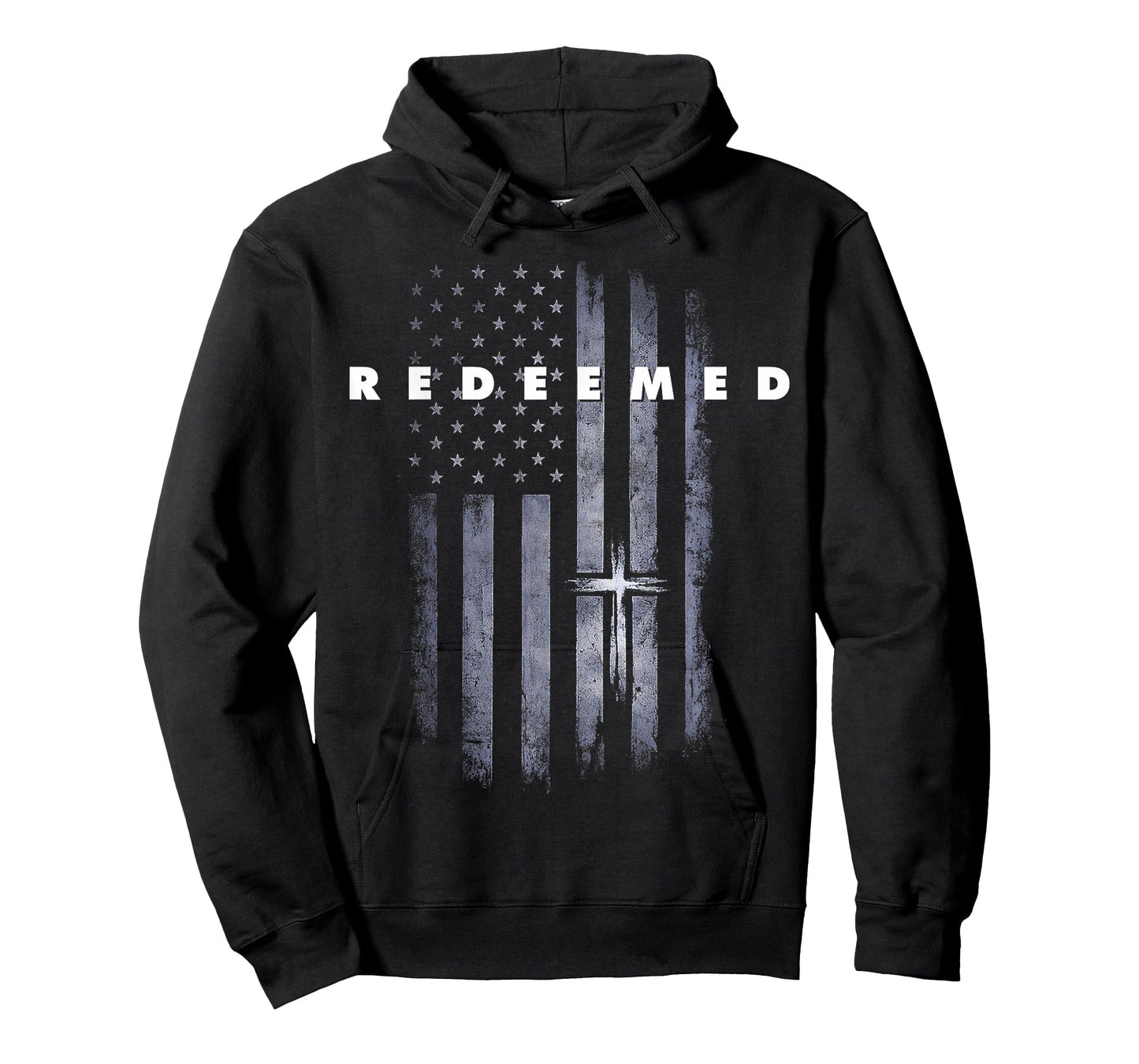 Redeemed Faith God Cross American Flag Gift Christian Men T-Shirt