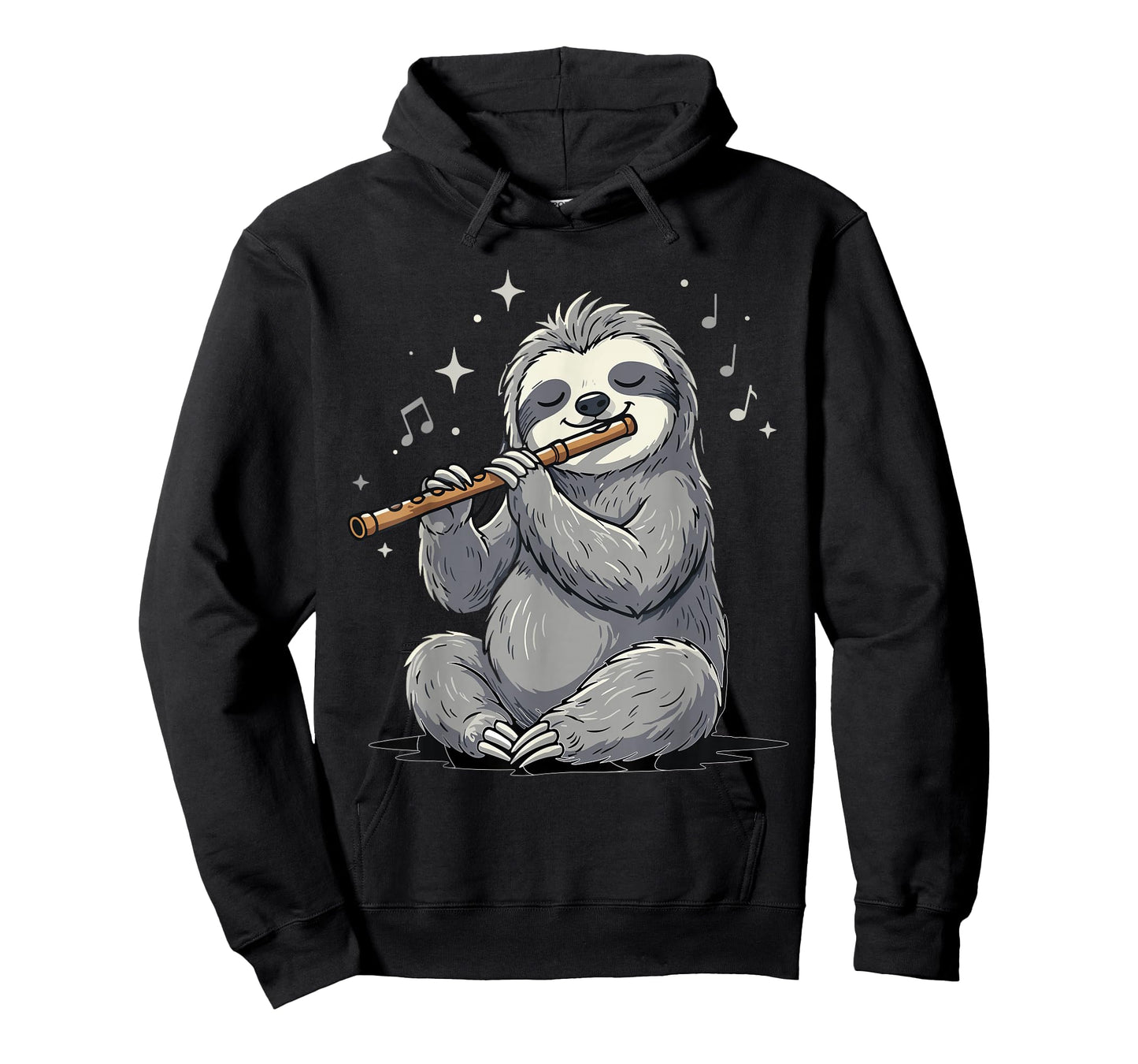 Cute Musical Sloth Playing Flute Funny Kids Women Men T-Shirt