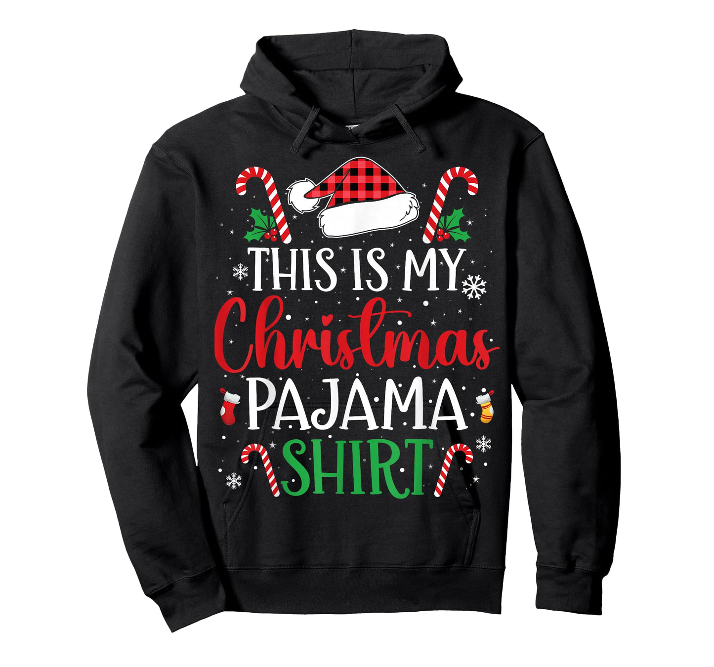 Plaid Santa Hat Xmas This is My Christmas Pajama T-Shirt