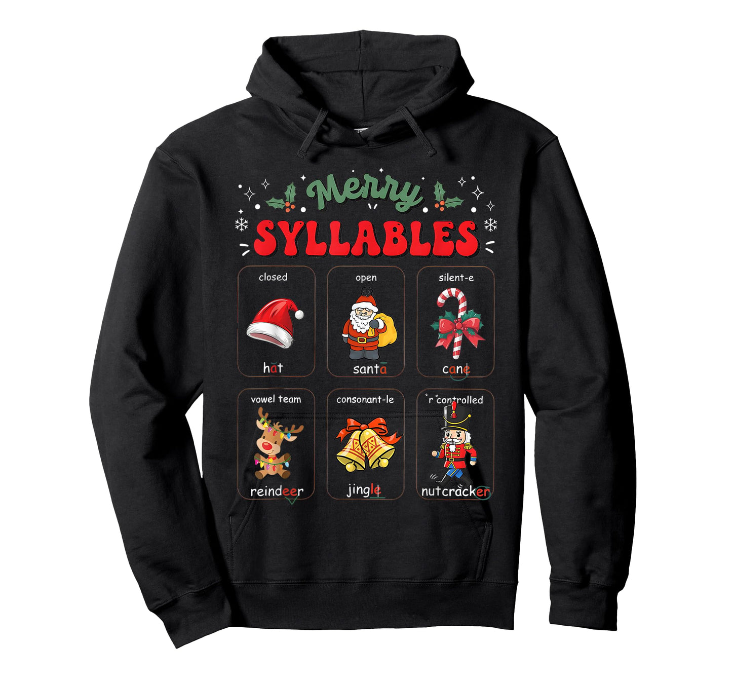 Funny Xmas Holiday Christmas Syllables Reading Teacher T-Shirt