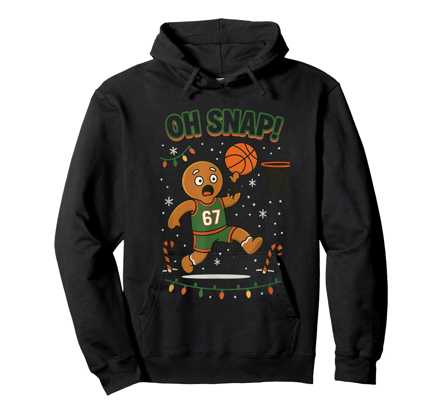Funny OH SNAP Six Seven Gingerbread Basketball Christmas Fun T-Shirt