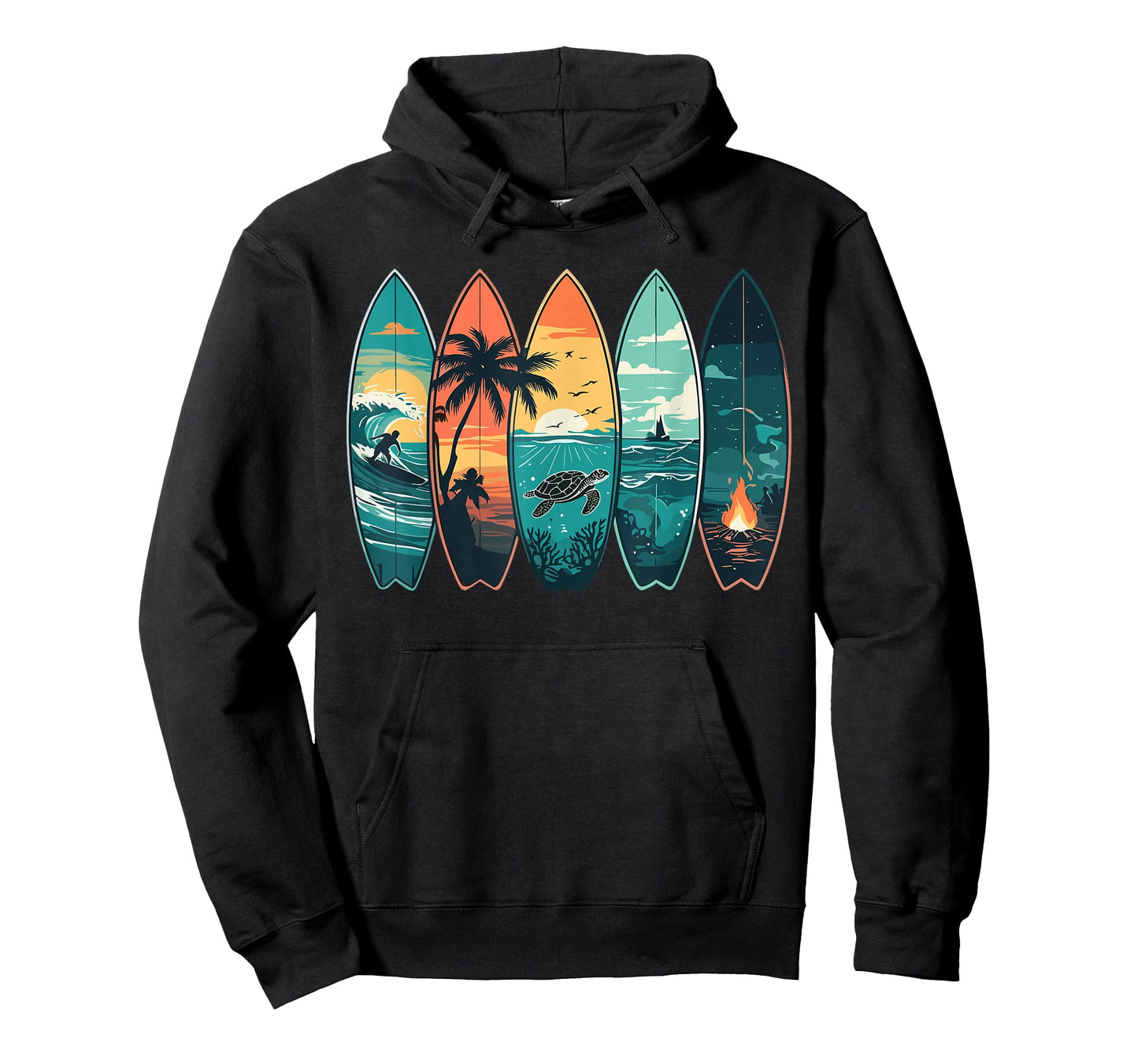 Surfboards Sunset Ocean Beach Vibe Surfer T-Shirt