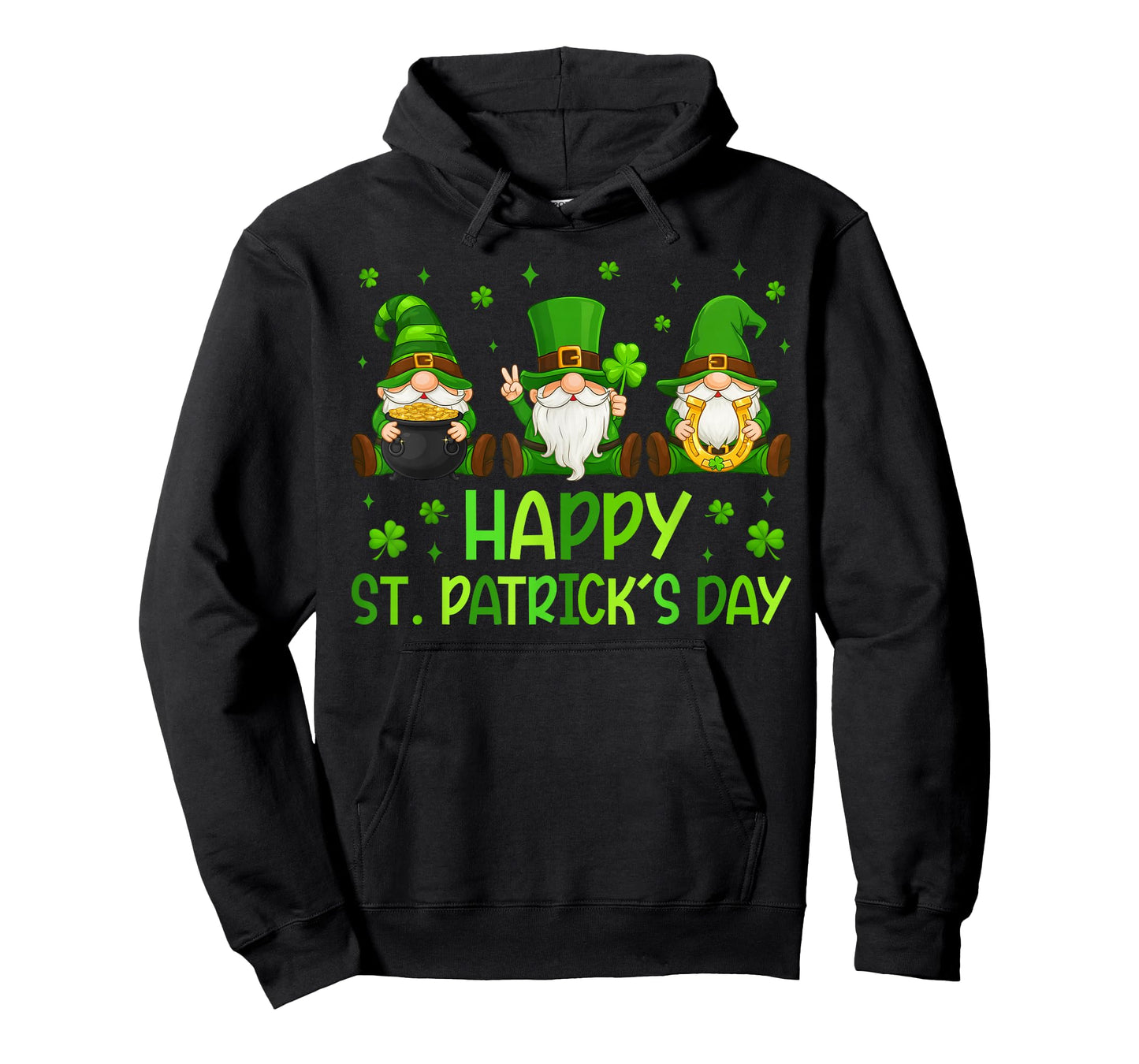 Three Gnomes Holding Shamrock Happy St Patrick's Day Women T-Shirt