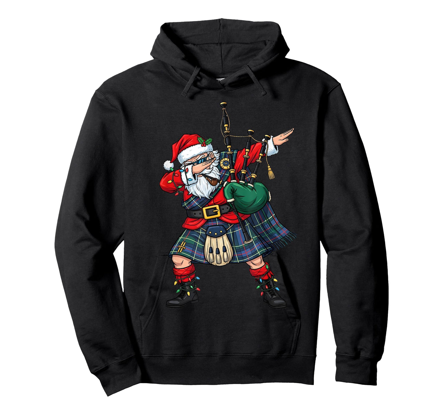 Christmas Santa Playing Scottish Bagpipes Funny Holiday Dab T-Shirt