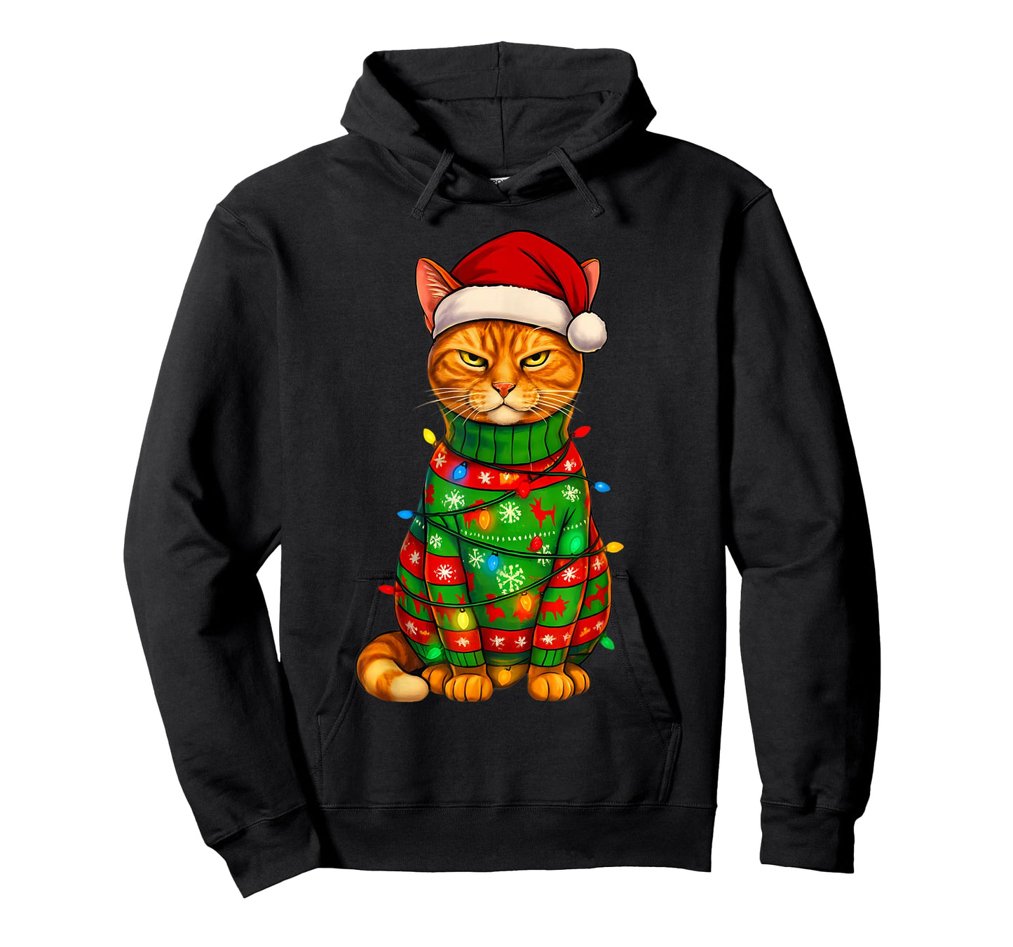 Orange Tabby Cat Christmas Lights Funny Santa Holiday Cats T-Shirt