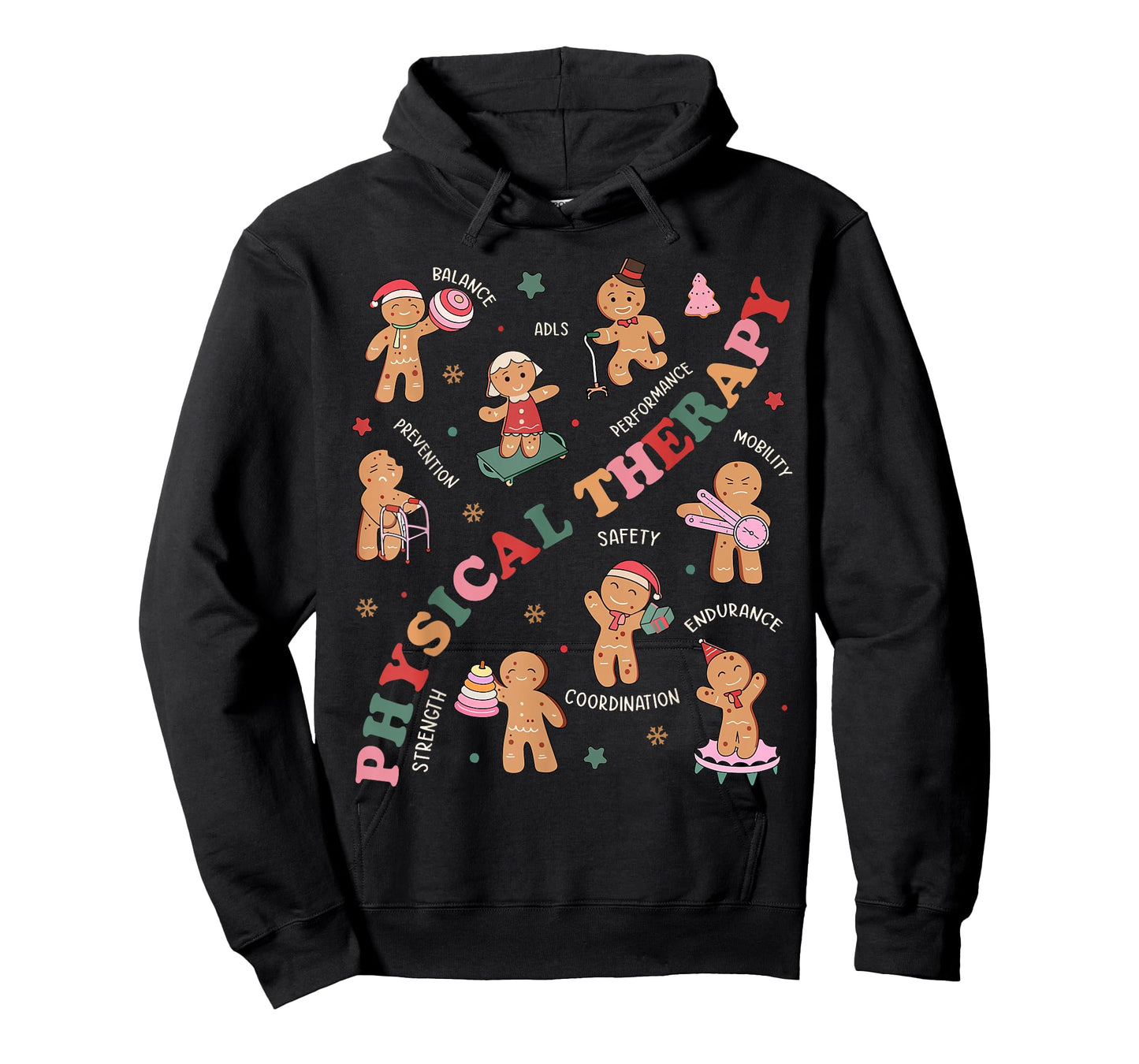 Retro Physical Therapy Gingerbread Christmas PT Funny Xmas T-Shirt