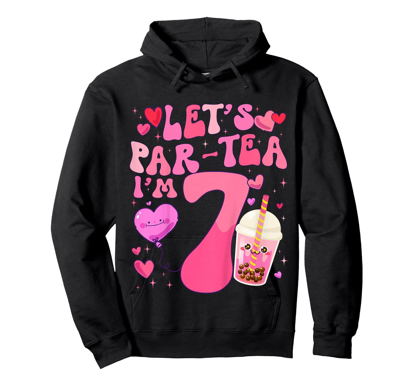 Let's Par-Tea I'm 7 Years Old 7th Birthday Bubble Boba Tea T-Shirt