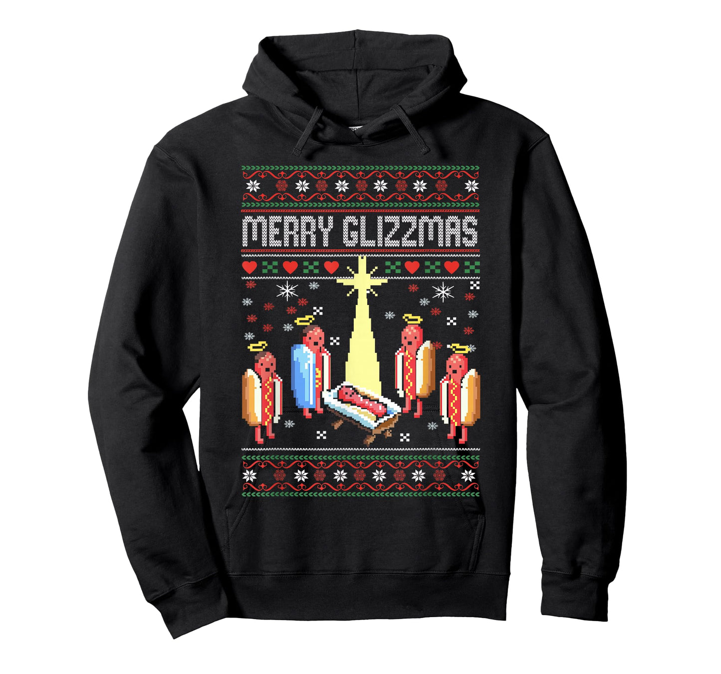 Funny Merry Glizzmas Hot Dogs Family Groups Ugly Christmas T-Shirt
