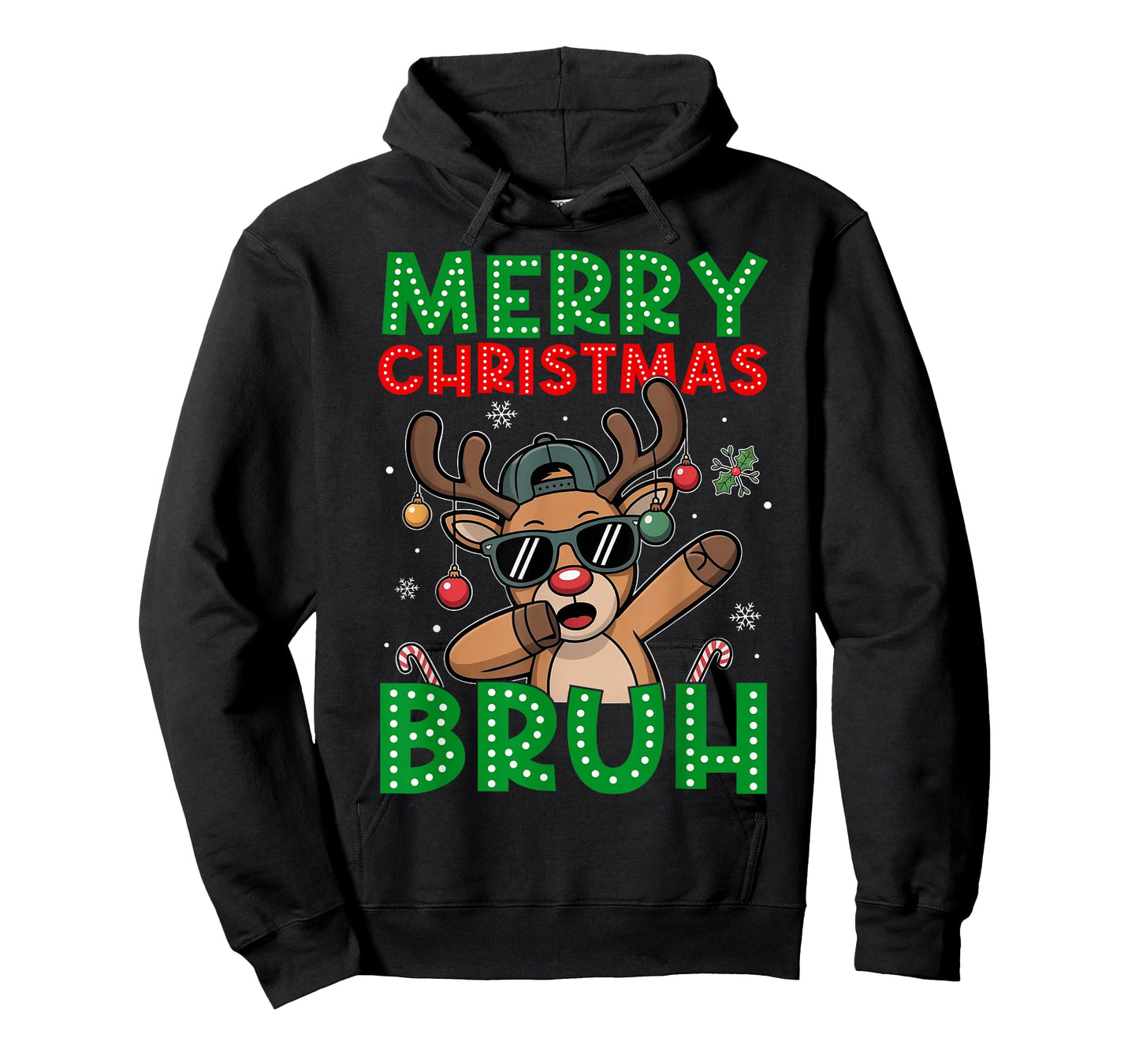 Dabbing Reindeer Merry Christmas Bruh Teens Boys Kid Men T-Shirt