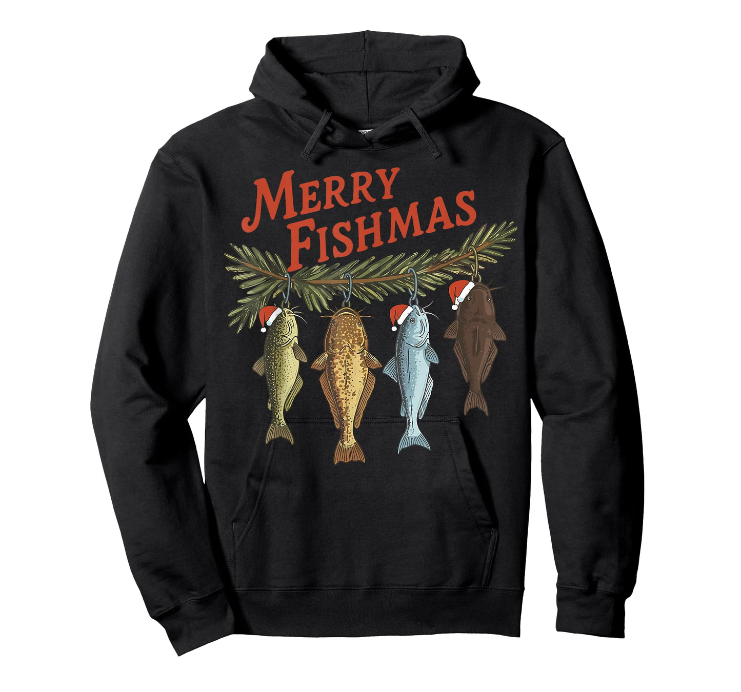 Merry Fishmas Santa Fishing Funny Fisherman Christmas T-Shirt