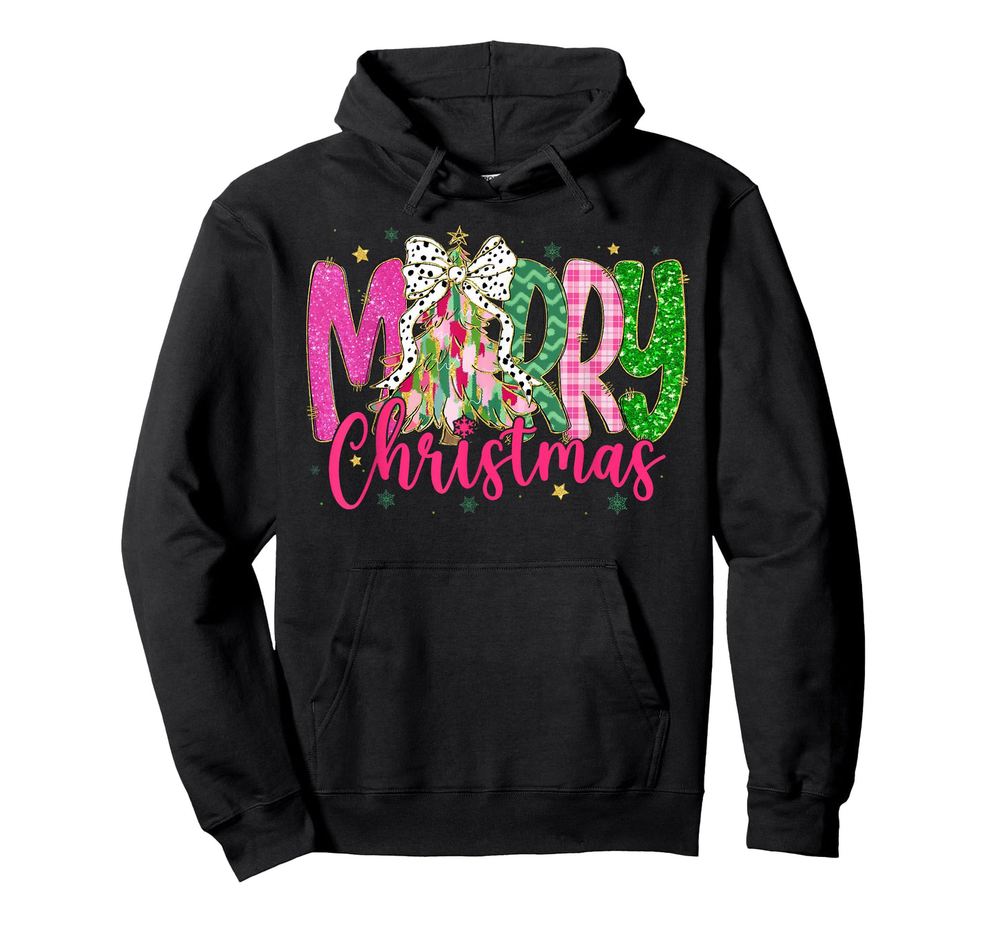 Merry Christmas Xmas Tree Coquette Bow Snowflake Holiday T-Shirt