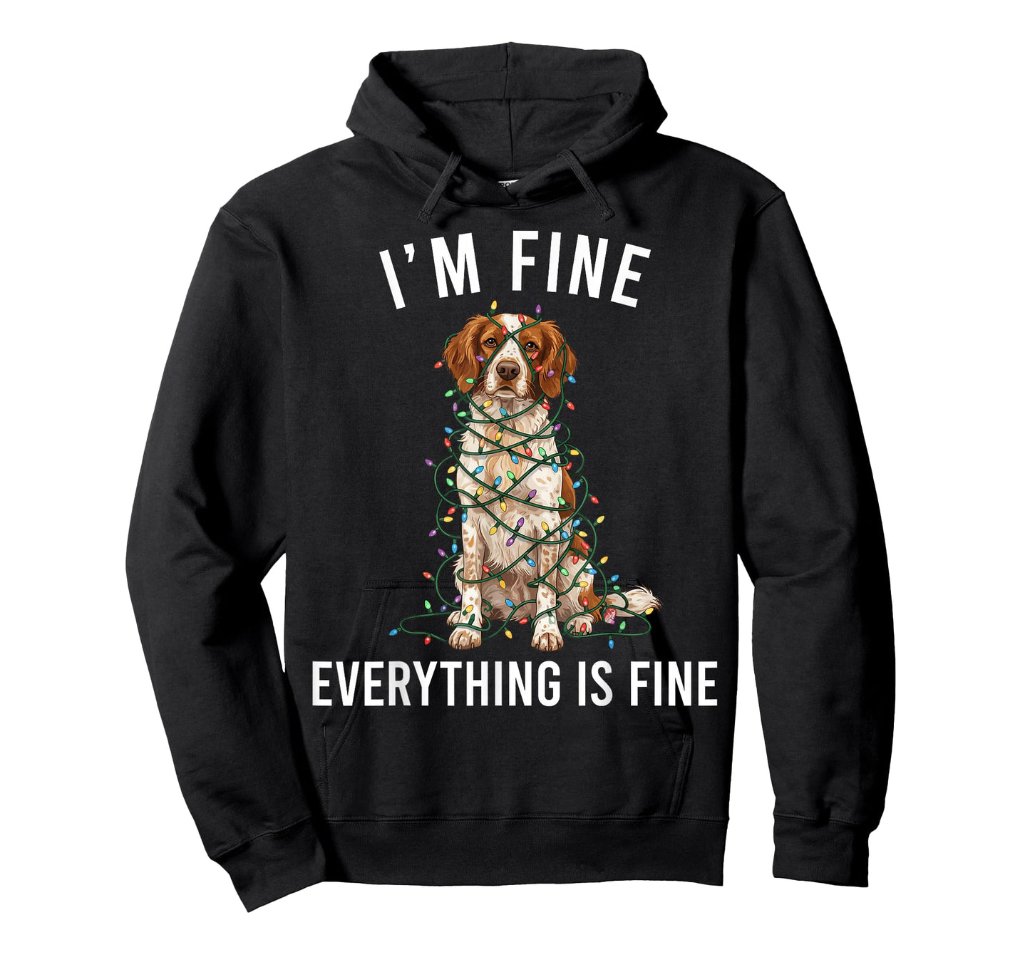 Brittany Spaniel Christmas I'm Fine Everything is Fine T-Shirt