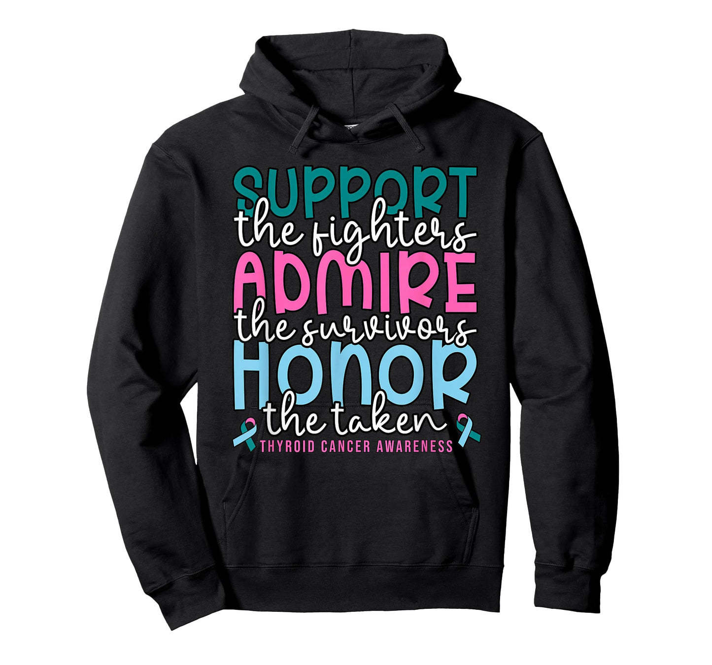 Cute Womens Teal Pink Blue Quote Thyroid Cancer Awareness T-Shirt