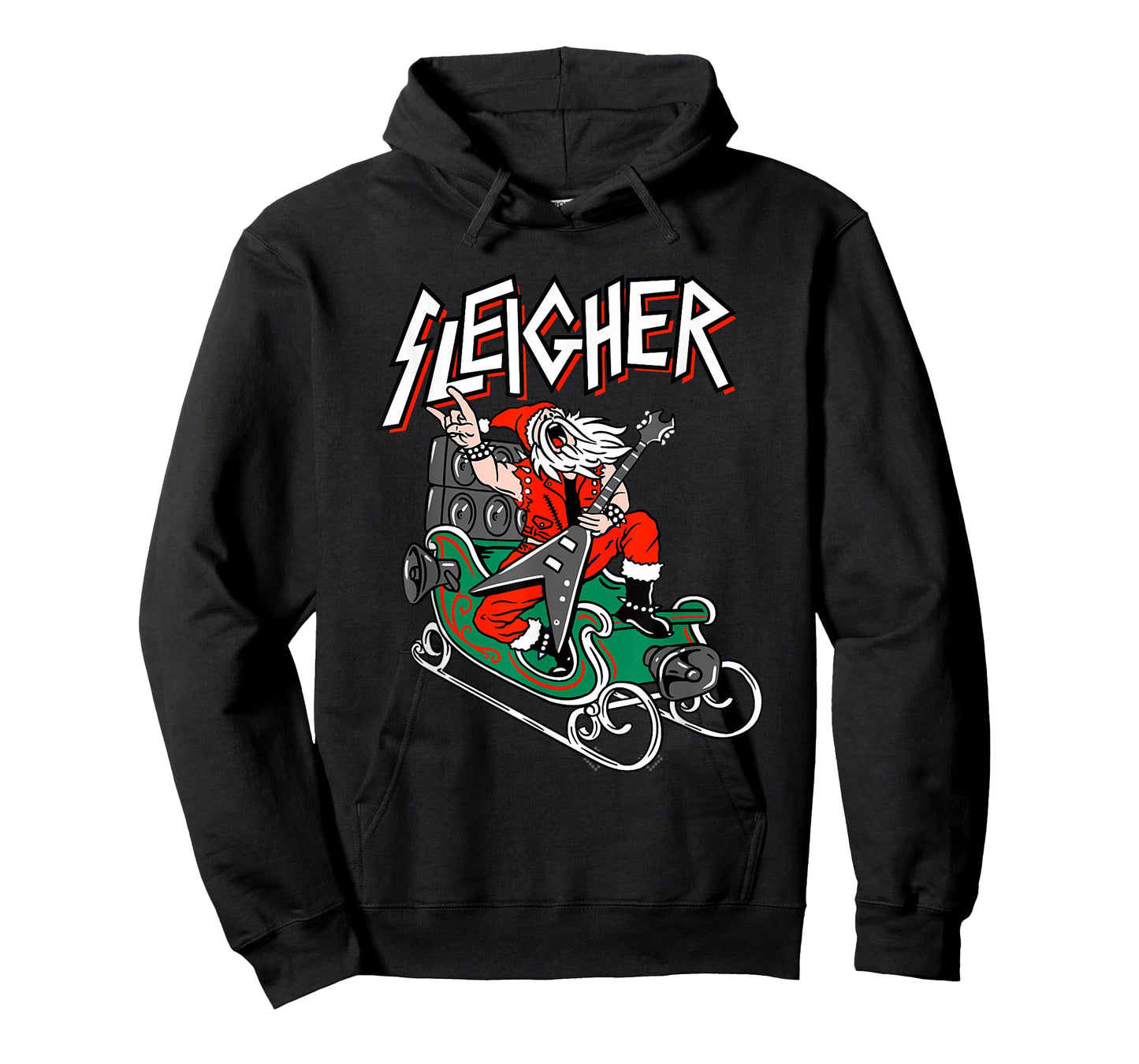 Ugly Christmas Sweater Sleigher Heavy Metal Santa Xmas T-Shirt