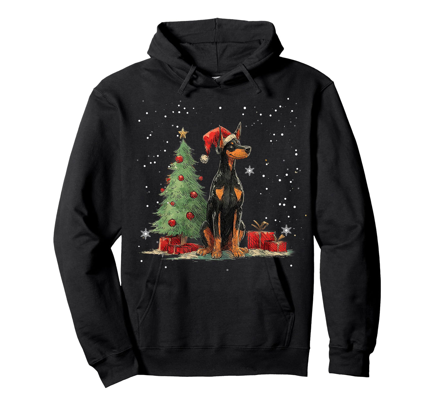 Funny Doberman Dog Christmas Tree Women Men Kids T-Shirt
