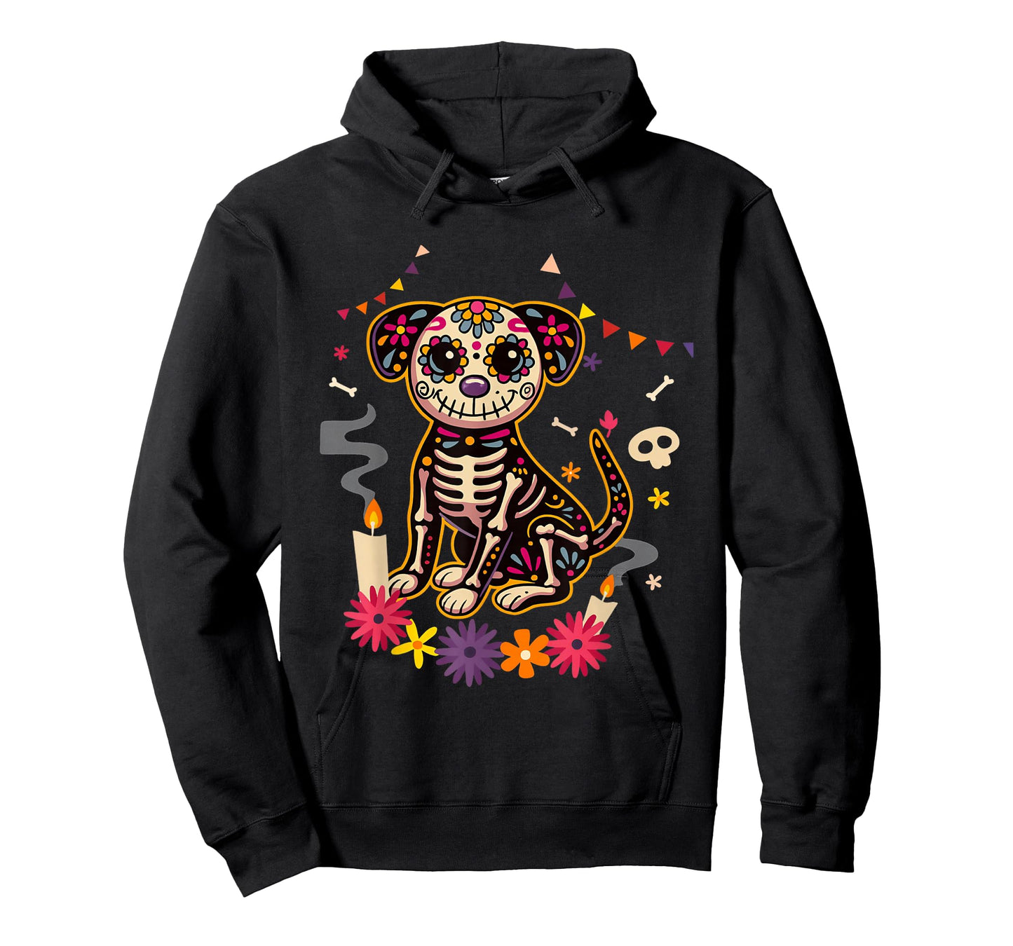 Mexican Dog Day of The Dead Skeleton Sugar Flowers Dogs T-Shirt