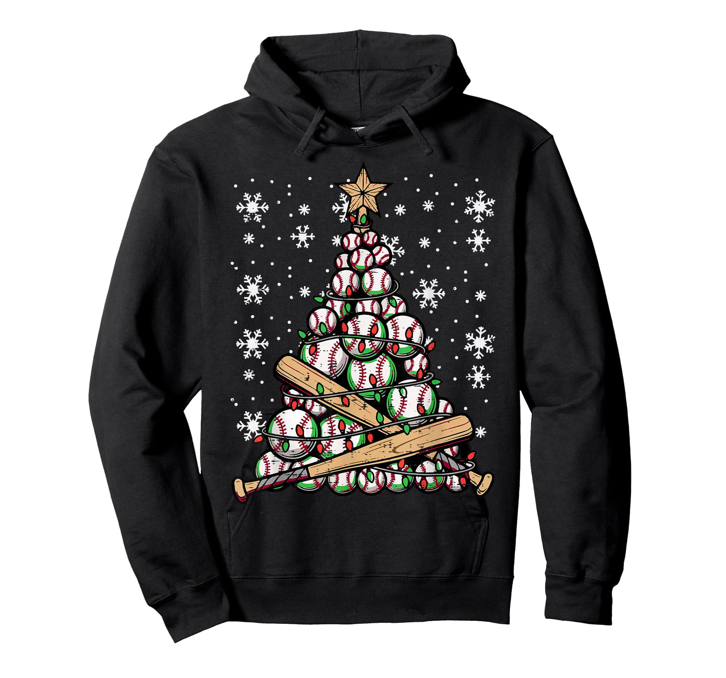 Christmas Tree Baseball Balls Bats Xmas Sports Boys Kids Men T-Shirt