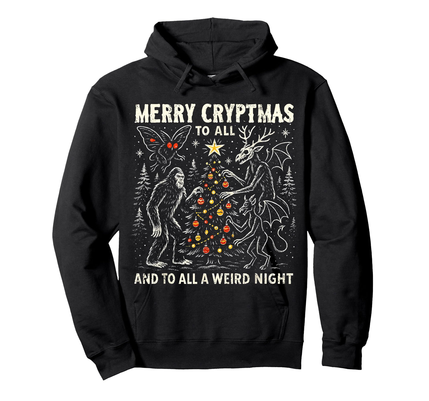 Merry Cryptmas Weird Night Cryptid Holiday Art T-Shirt
