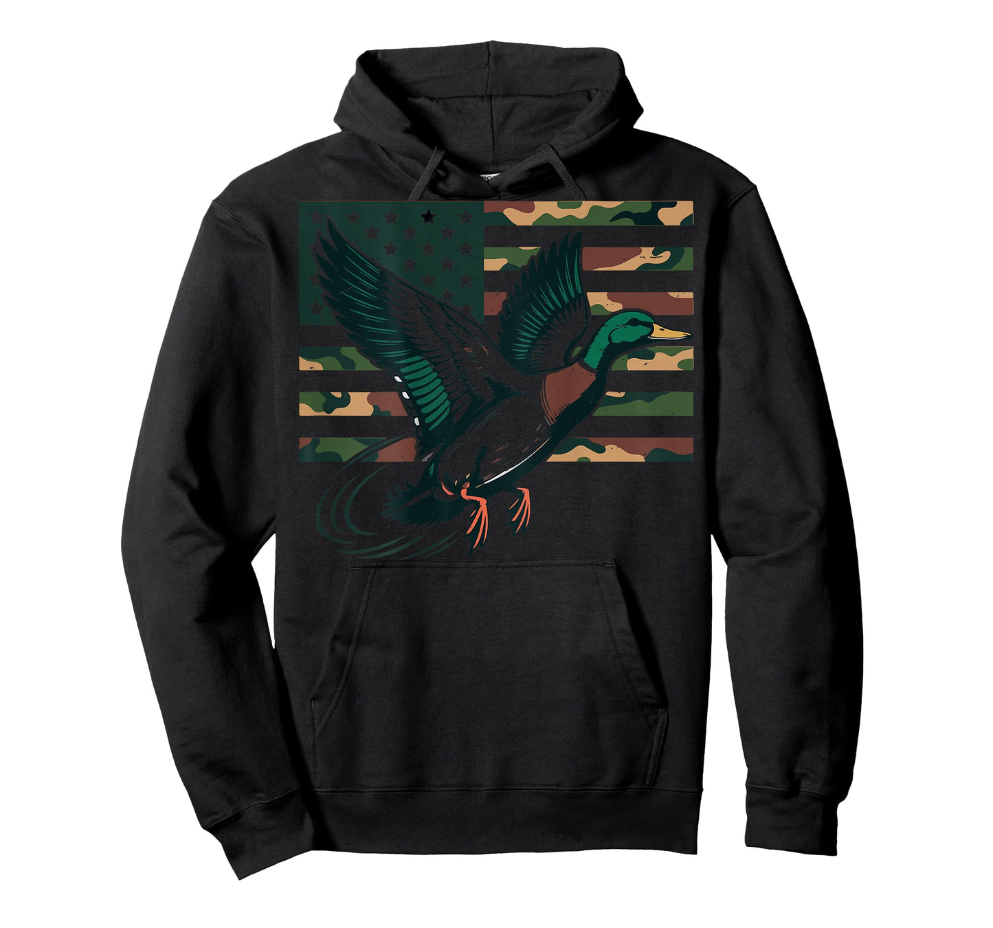 Youth Camo Mallard Duck Hunting Camouflage American Flag Kid T-Shirt