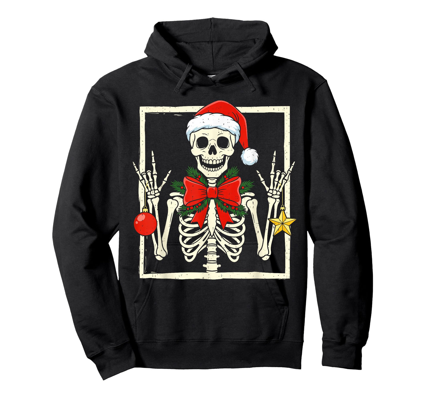 Cool Rocker Skeleton Santa Hat Christmas Punk Rock Xmas T-Shirt