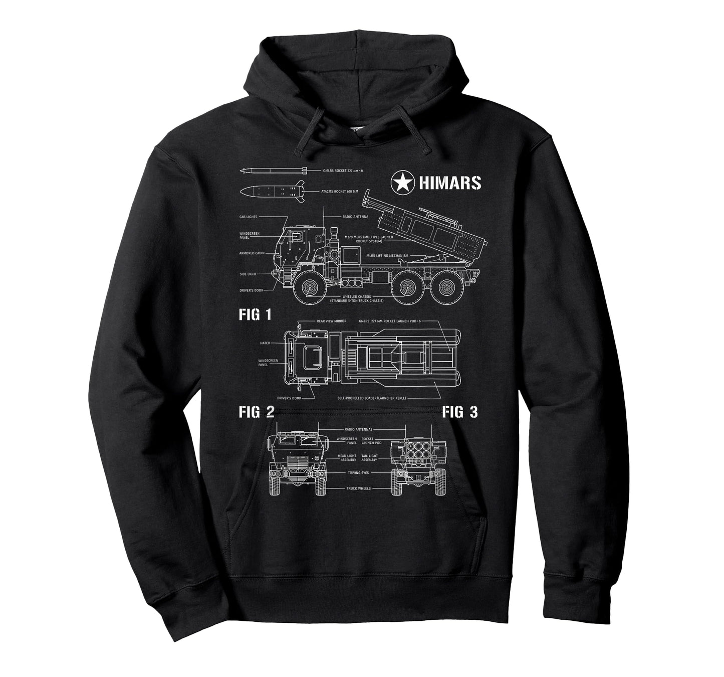 M142 High Mobility Artillery Rocket System HIMARS Blueprint T-Shirt