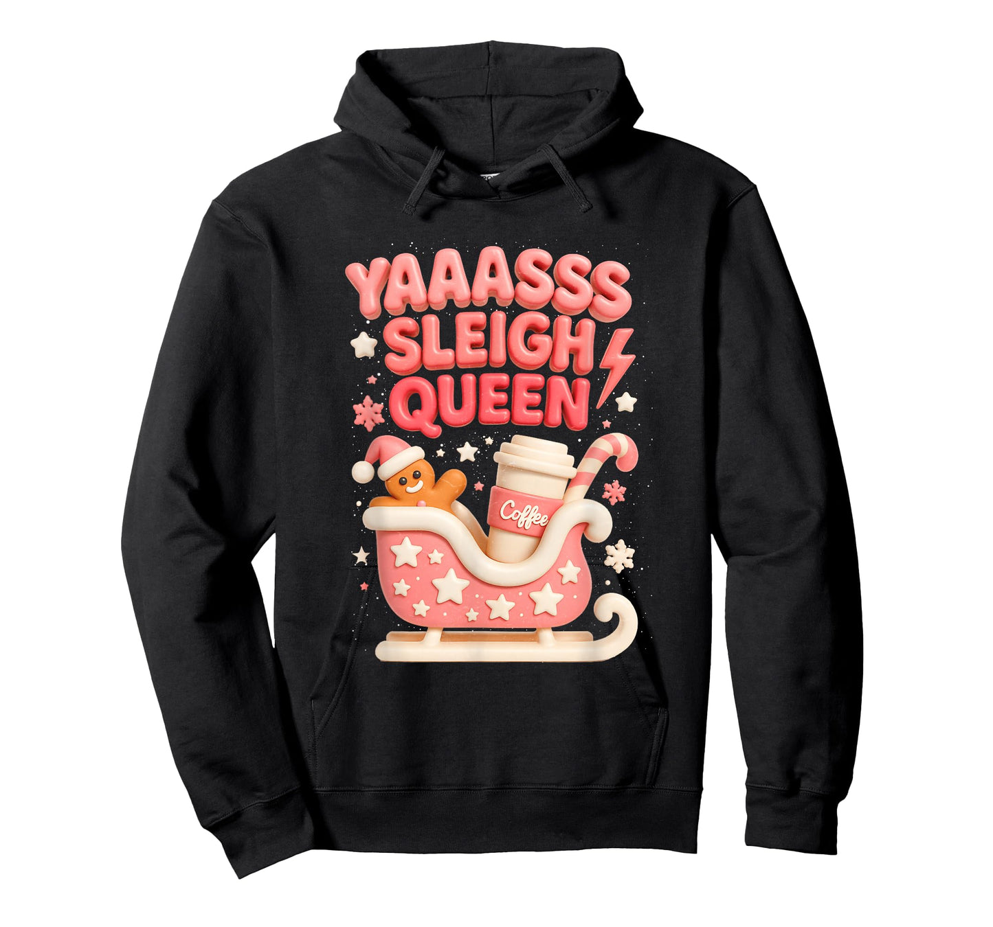 Y aass Sleigh Queen Sleigh Girl Gingerbread Coffee Christmas T-Shirt