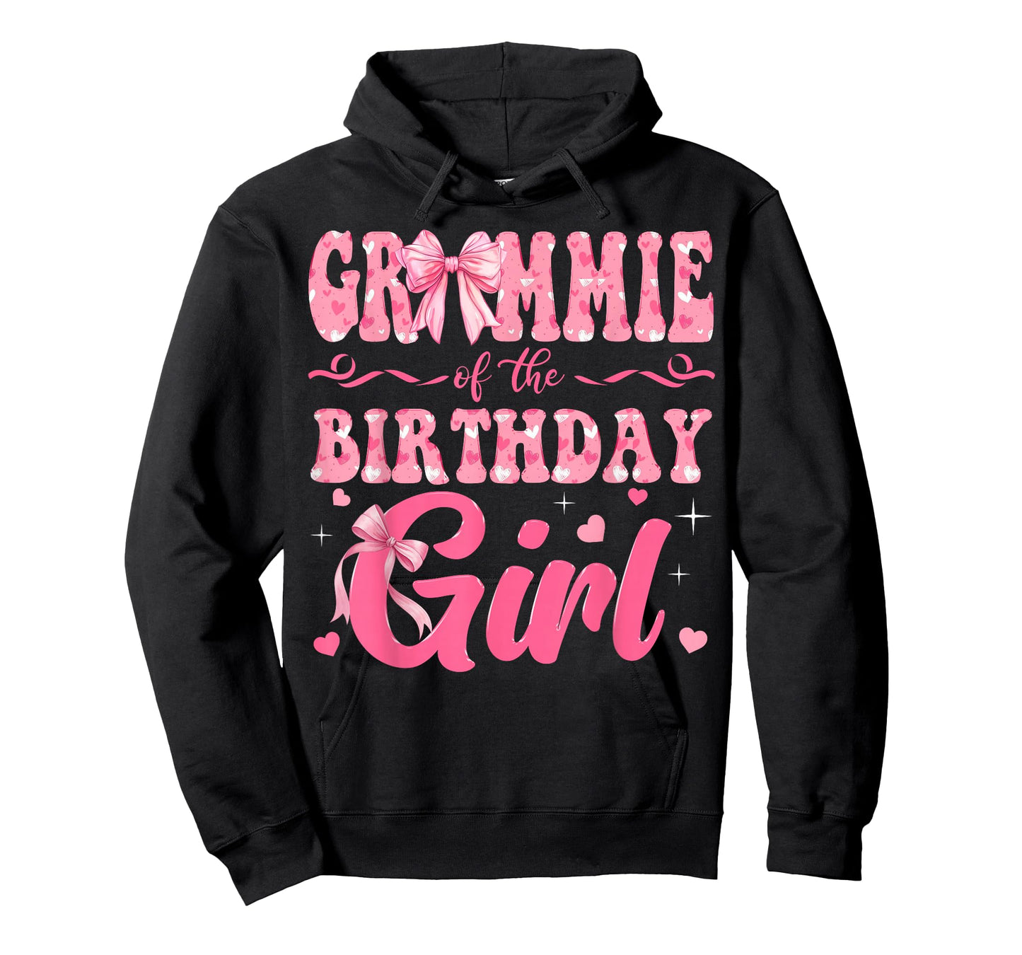 Grammie of The Birthday Girl Family Pink Coquette Bow T-Shirt