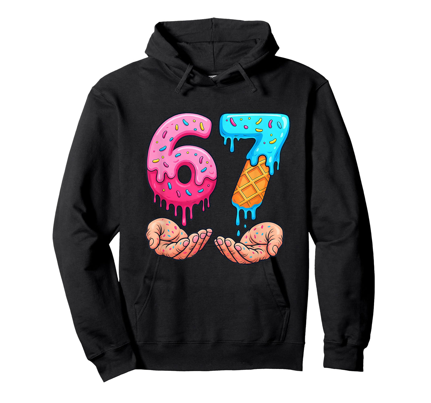 Six Seven Ice Cream Drip Kids Youth Funny 67 Hands Meme 6 7 T-Shirt