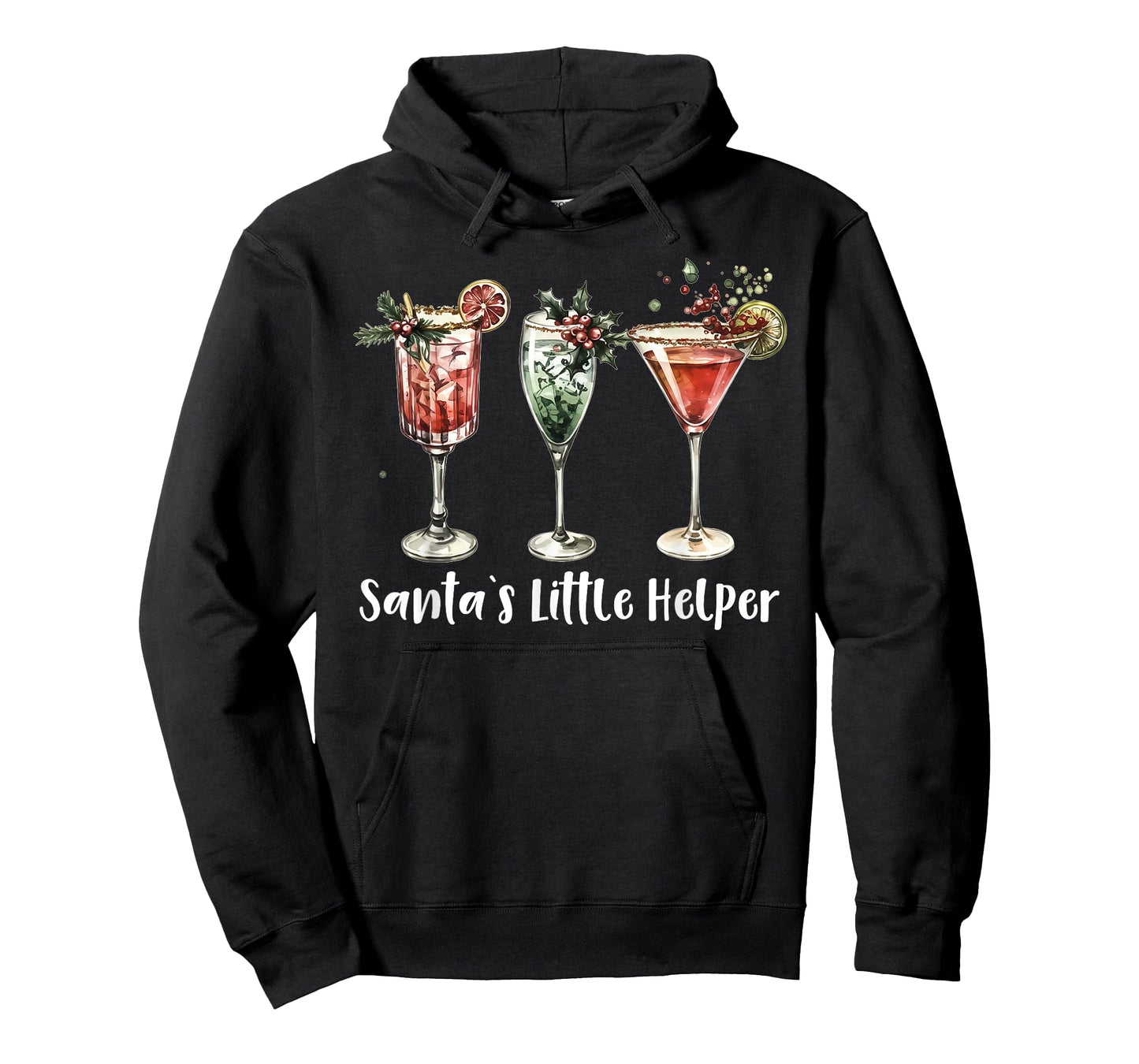 Retro Funny Santa's Little Helper Martini Merry Christmas T-Shirt