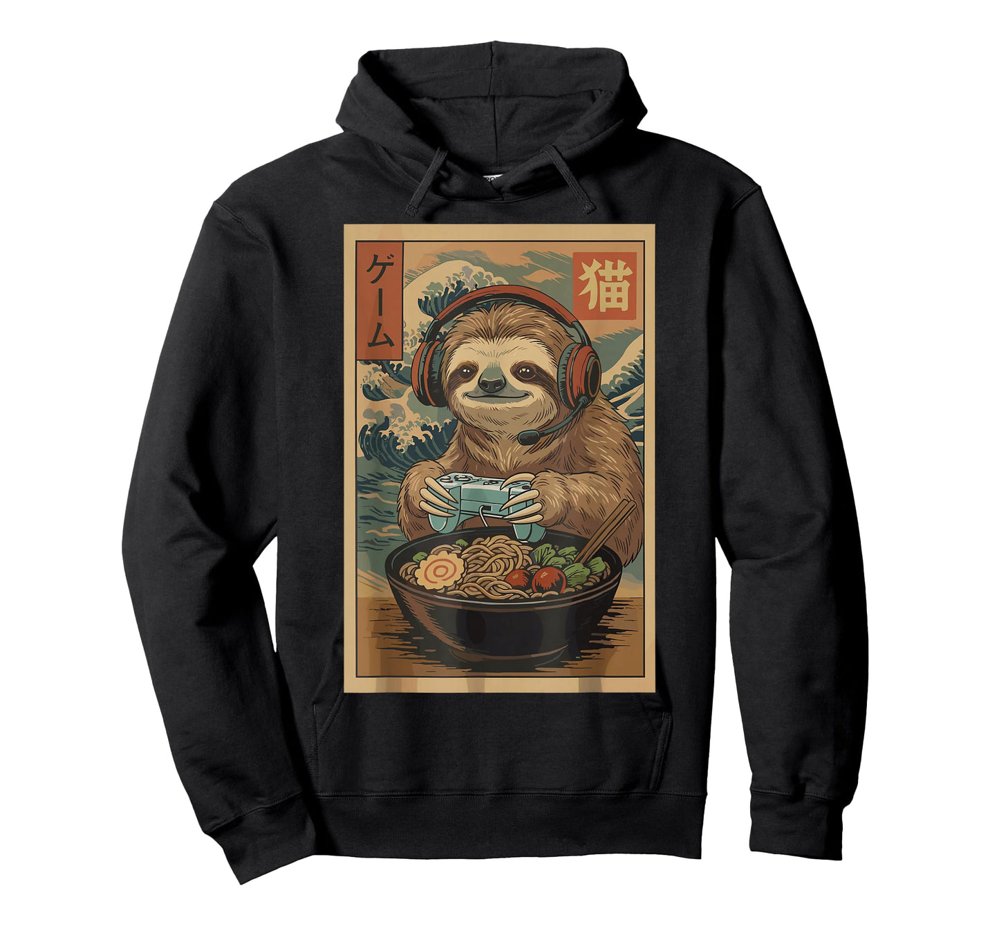 Kawaii Japanese Ramen Sloth Retro Gaming Shirts for Men T-Shirt