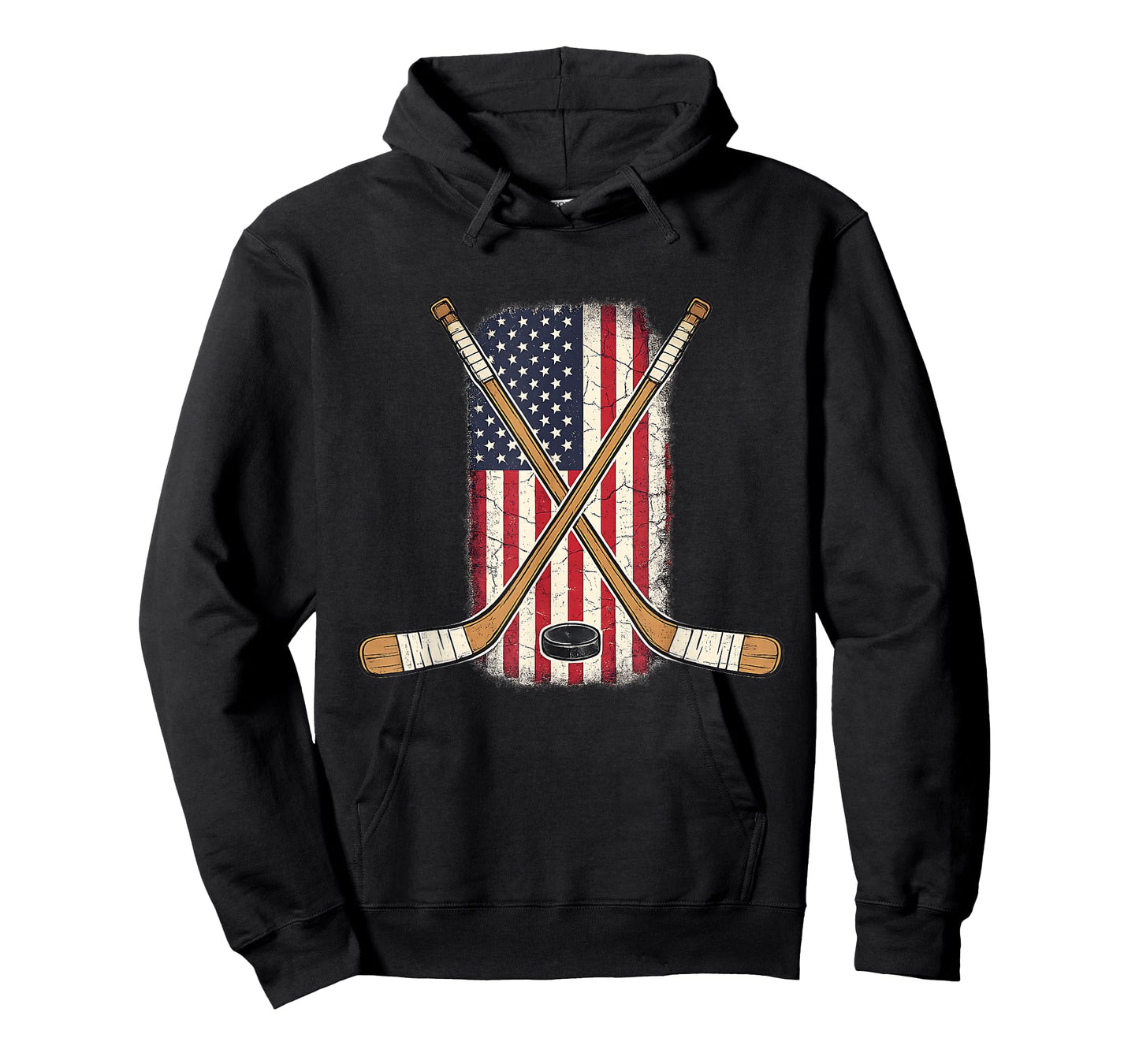 USA Flag Hockey Stick Ice Hockey Patriotic American Flag T-Shirt